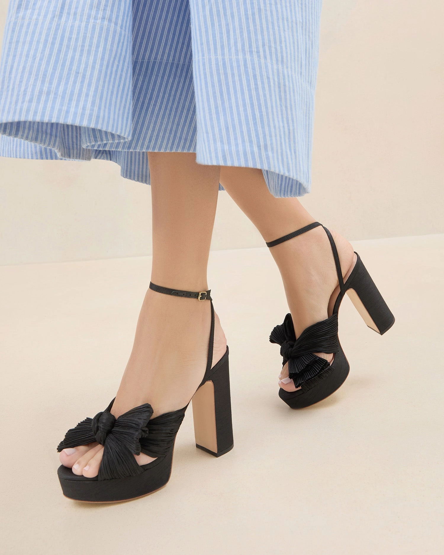 Natalia Black Platform Bow Heel