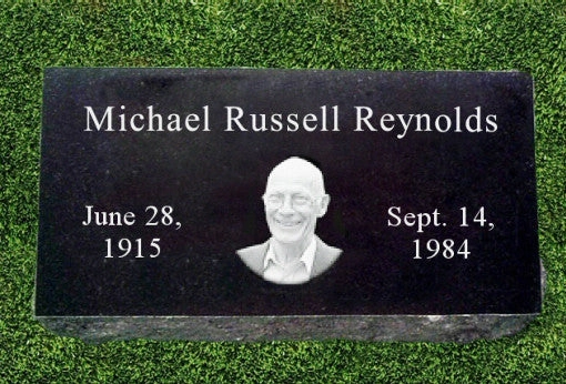 Personalized Granite Grave Marker - Center Round Photo Marker