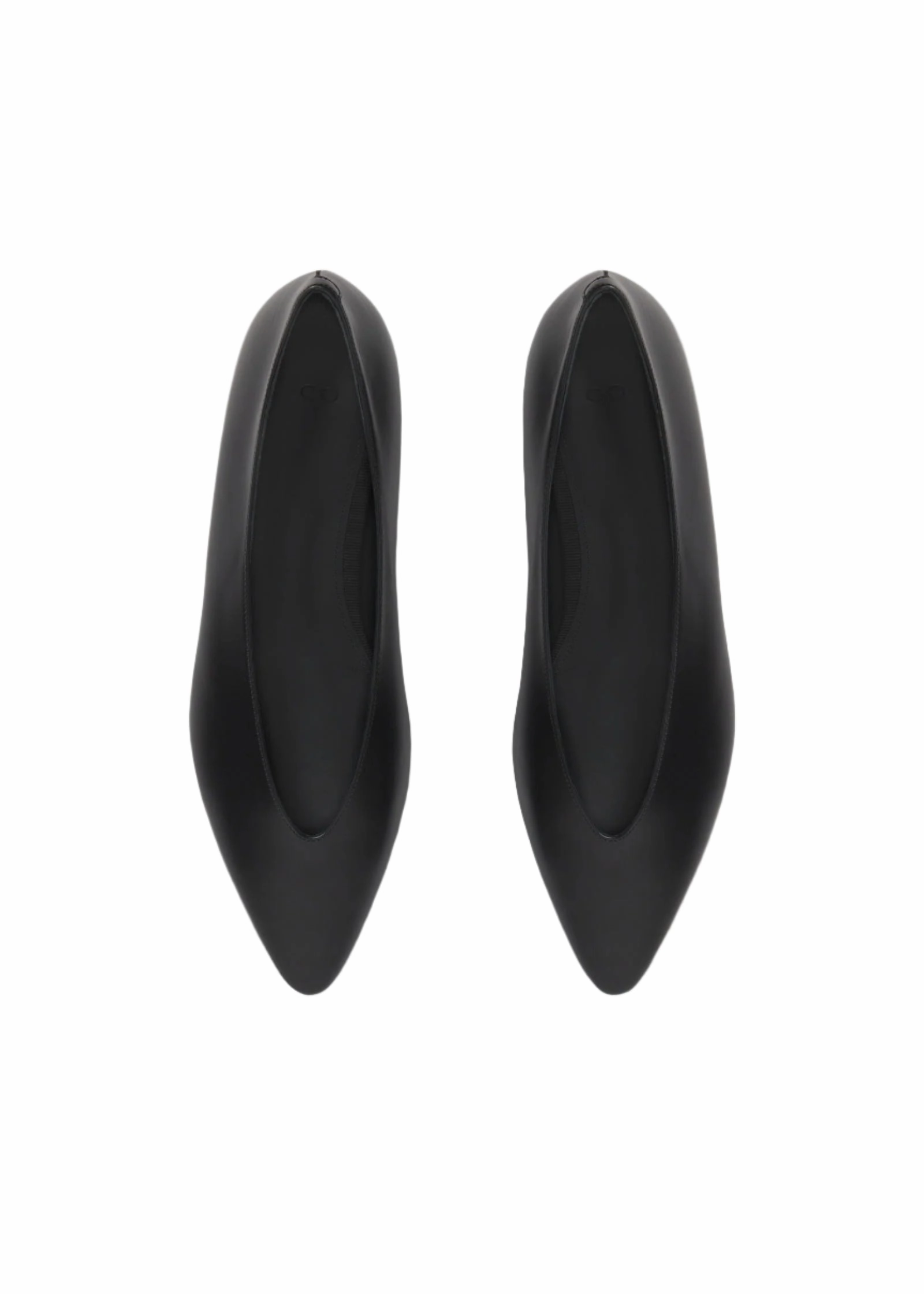 Pointed Ballerina Flat in Calfskin - Black