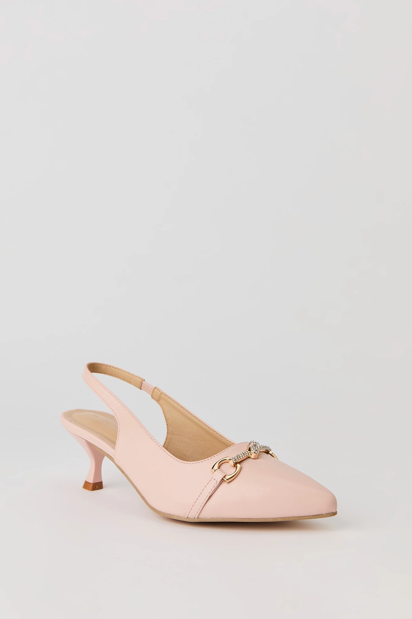 Rhinestone Pointed Toe Slingback Kitten Heel