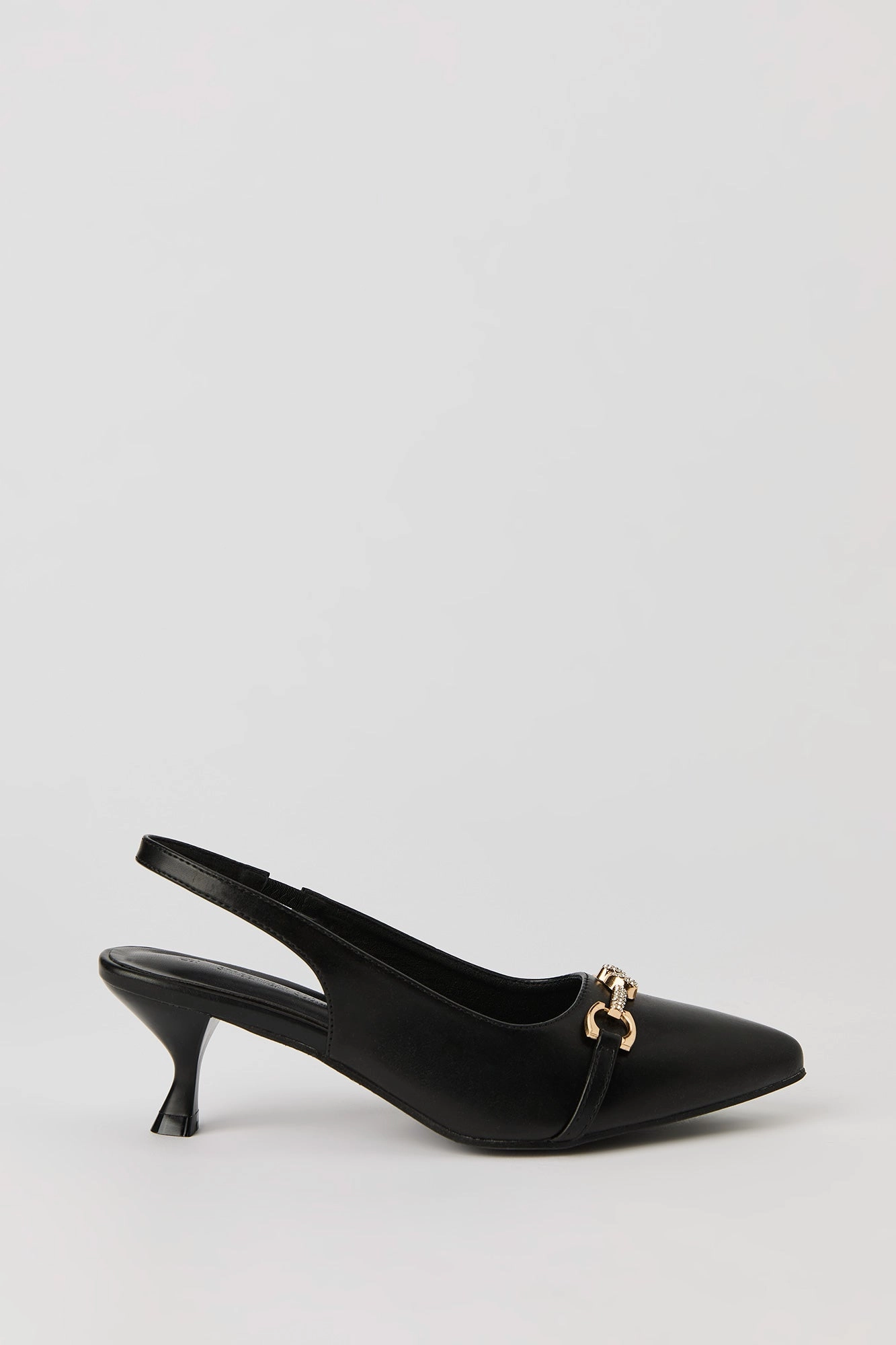 Rhinestone Pointed Toe Slingback Kitten Heel