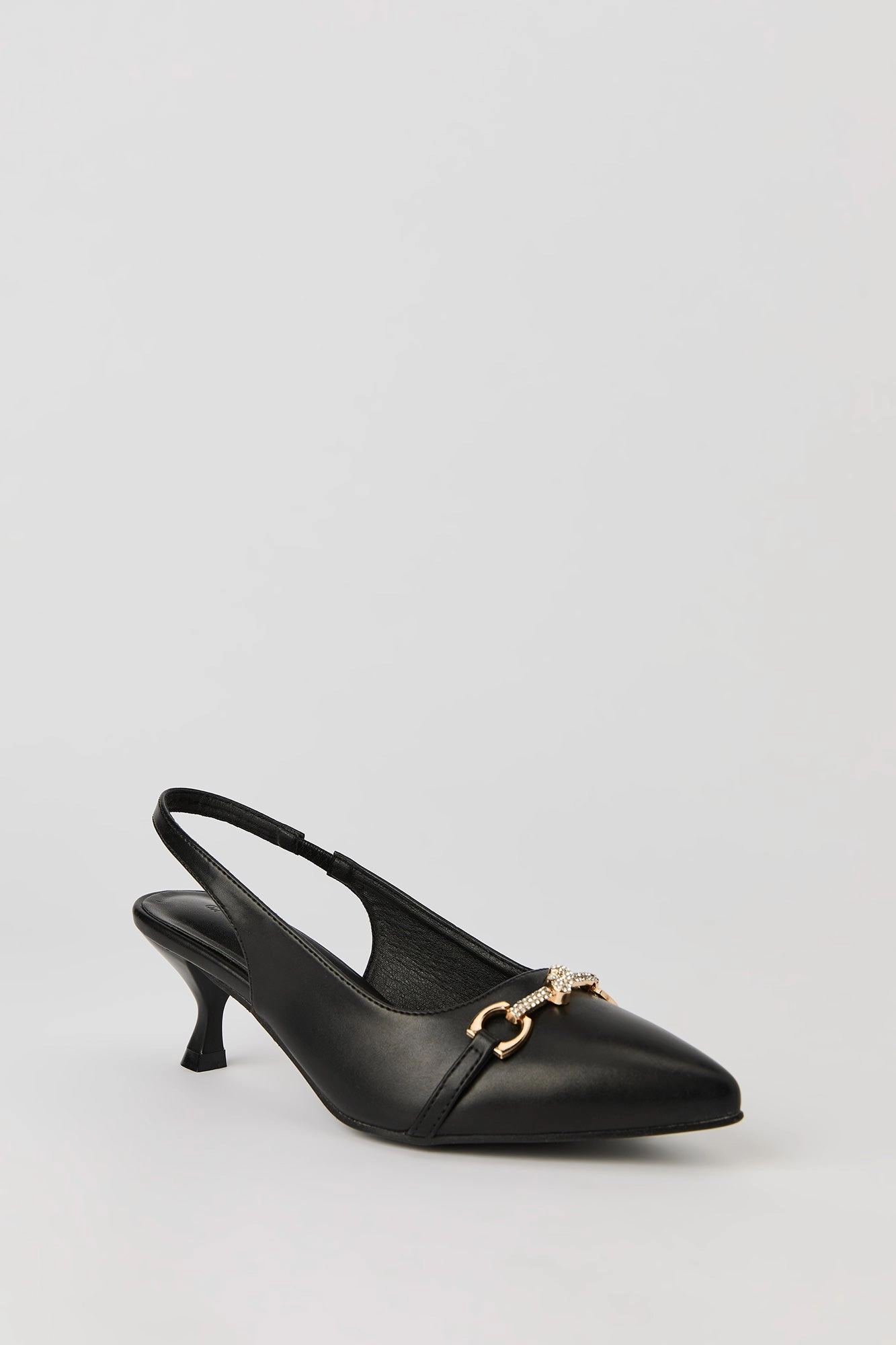 Rhinestone Pointed Toe Slingback Kitten Heel