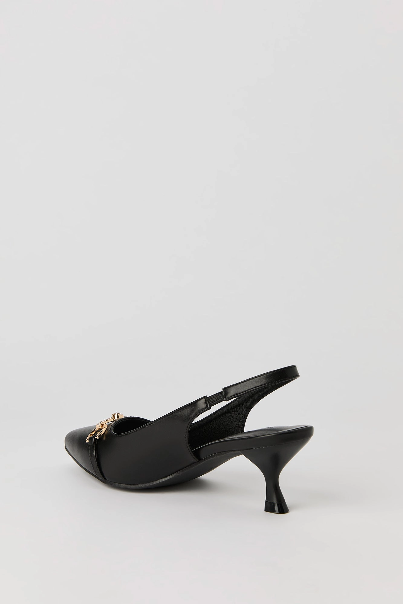 Rhinestone Pointed Toe Slingback Kitten Heel