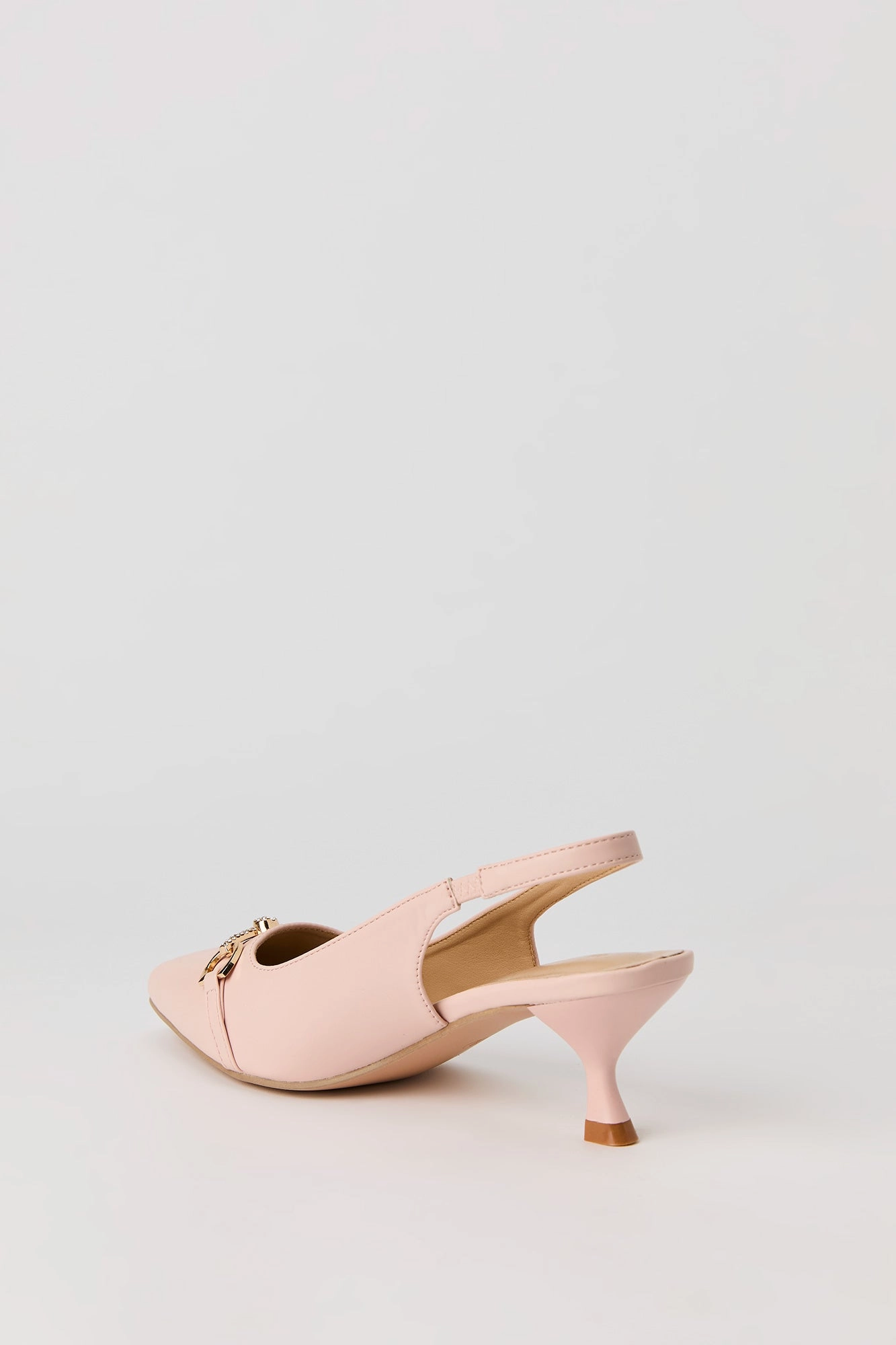 Rhinestone Pointed Toe Slingback Kitten Heel