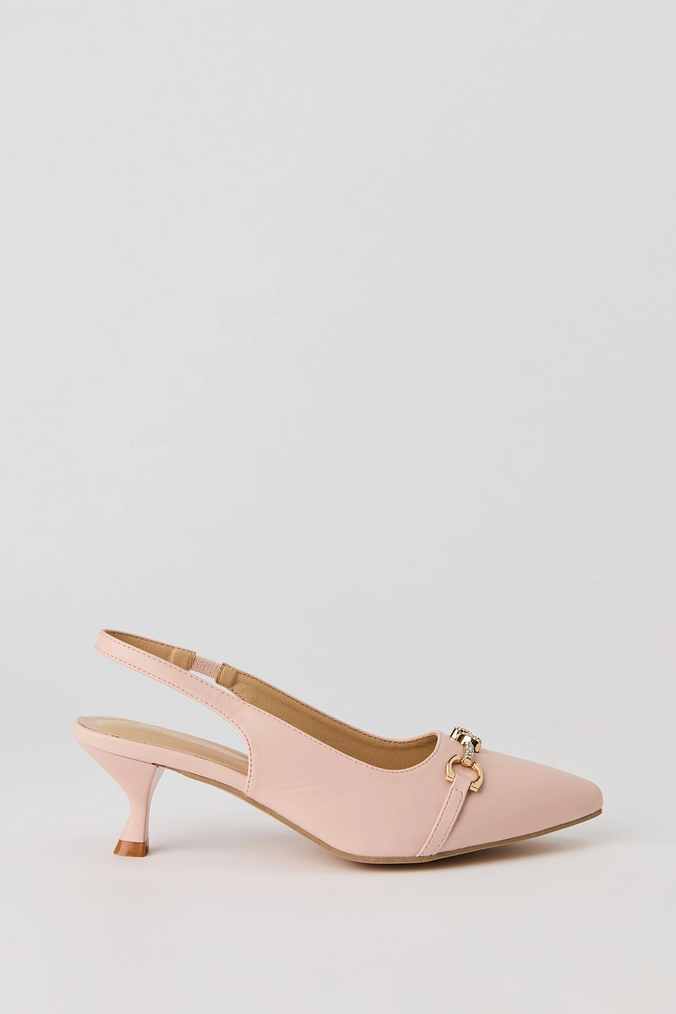 Rhinestone Pointed Toe Slingback Kitten Heel