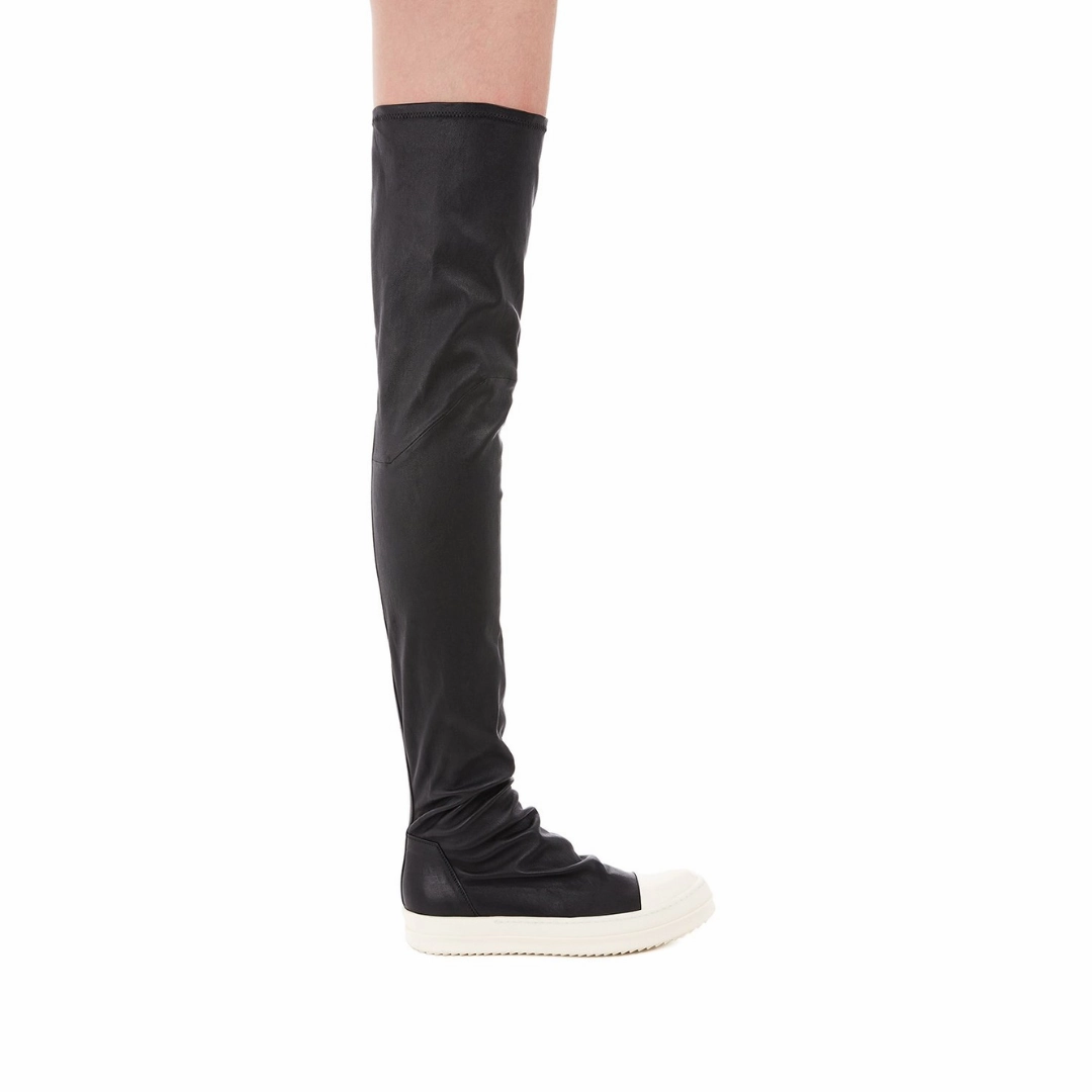 Rick Owens Women Knee-High Stocking Sneakers Black/Milk/Milk