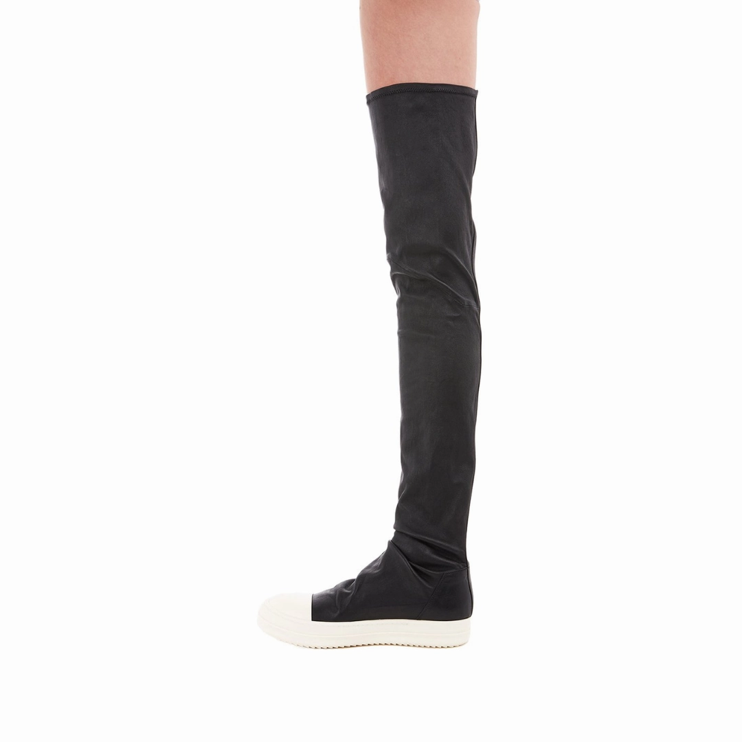Rick Owens Women Knee-High Stocking Sneakers Black/Milk/Milk