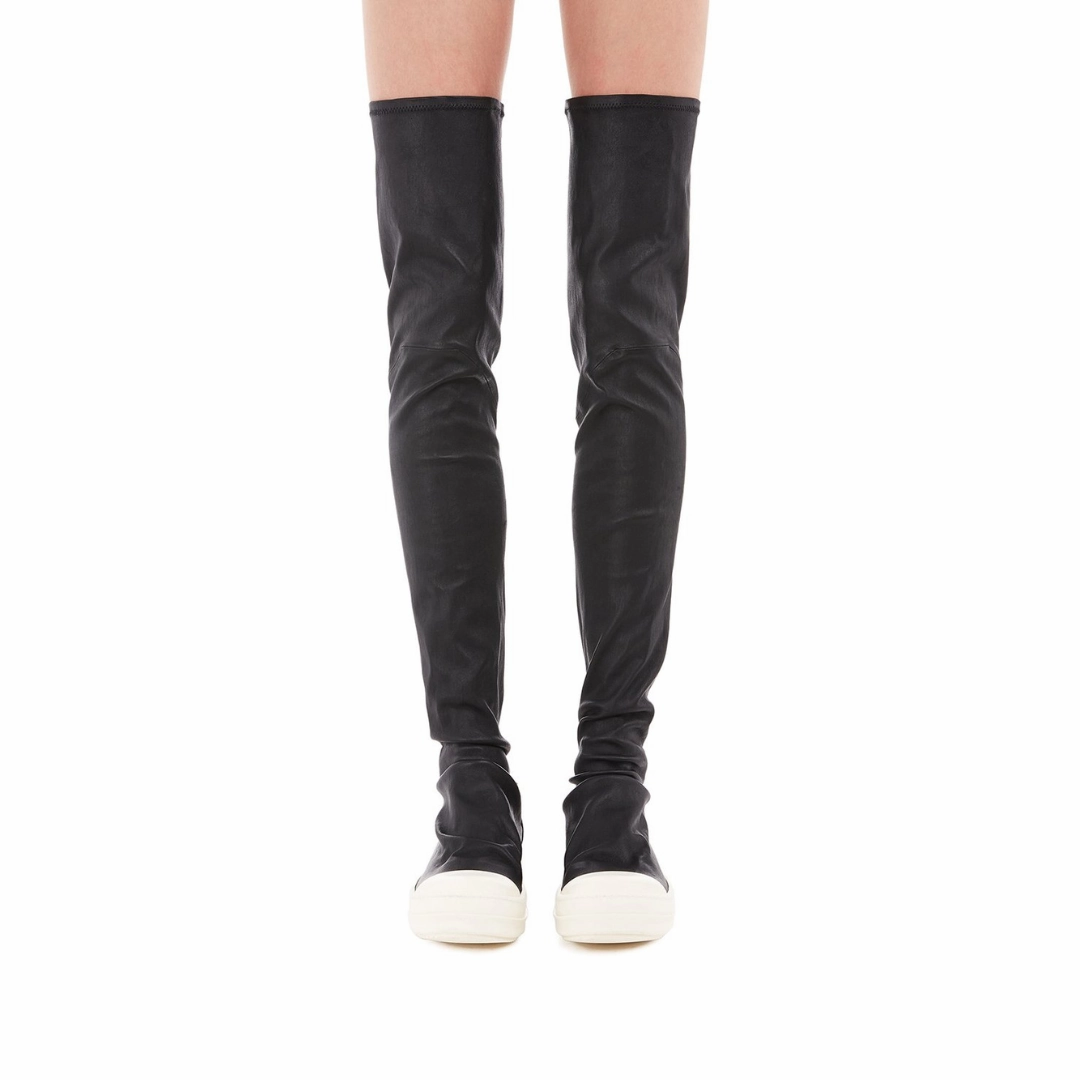 Rick Owens Women Knee-High Stocking Sneakers Black/Milk/Milk