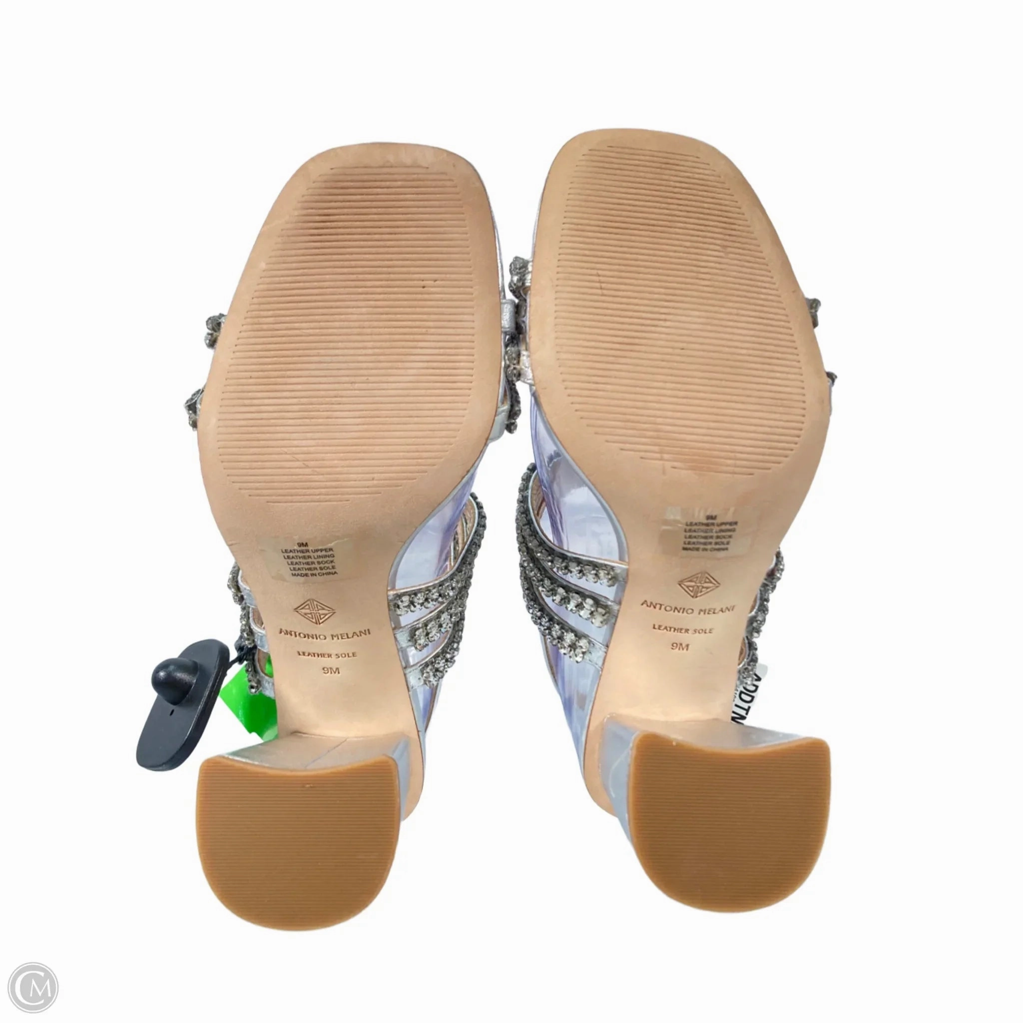 Sandals Heels Block By Antonio Melani In Silver, Size: 9