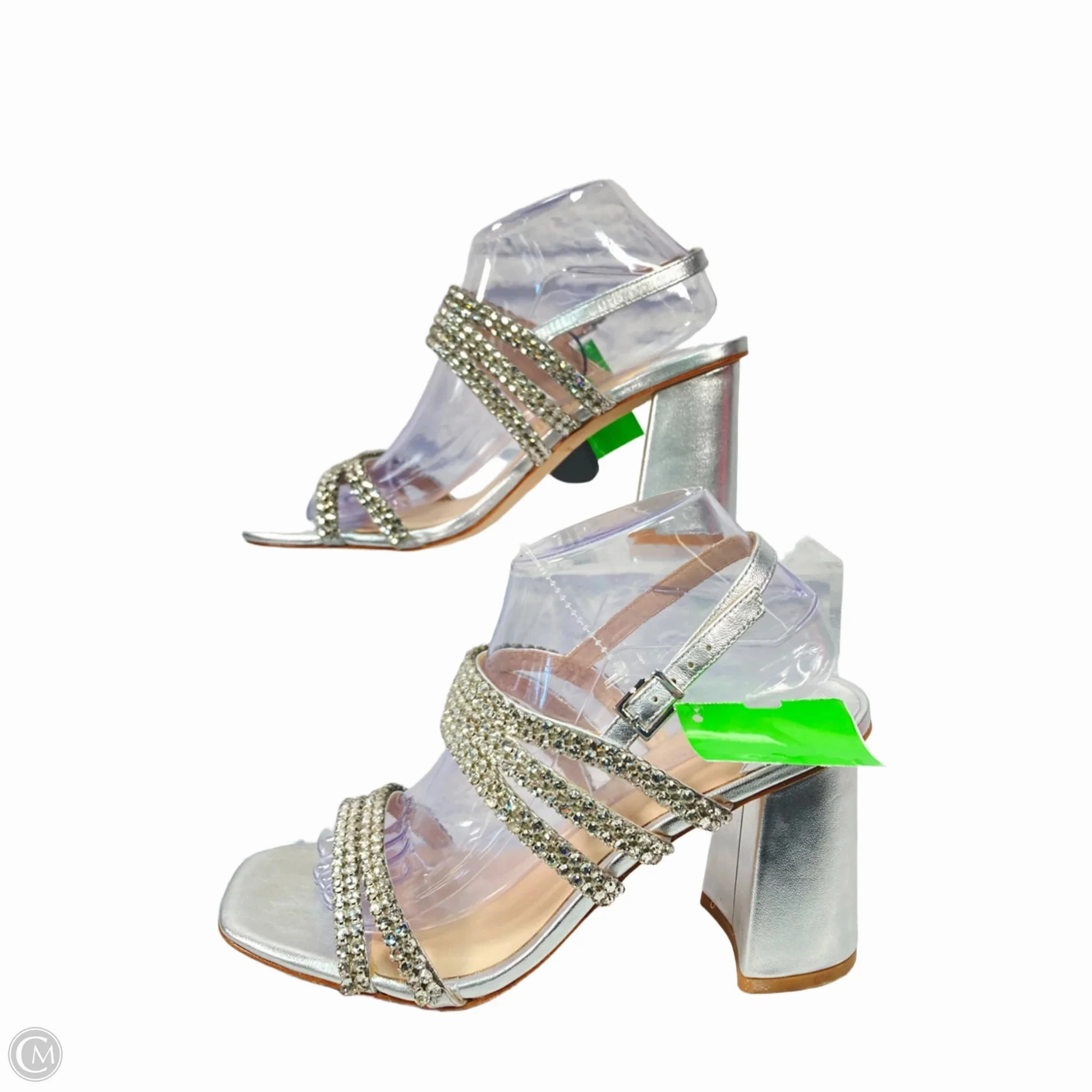 Sandals Heels Block By Antonio Melani In Silver, Size: 9