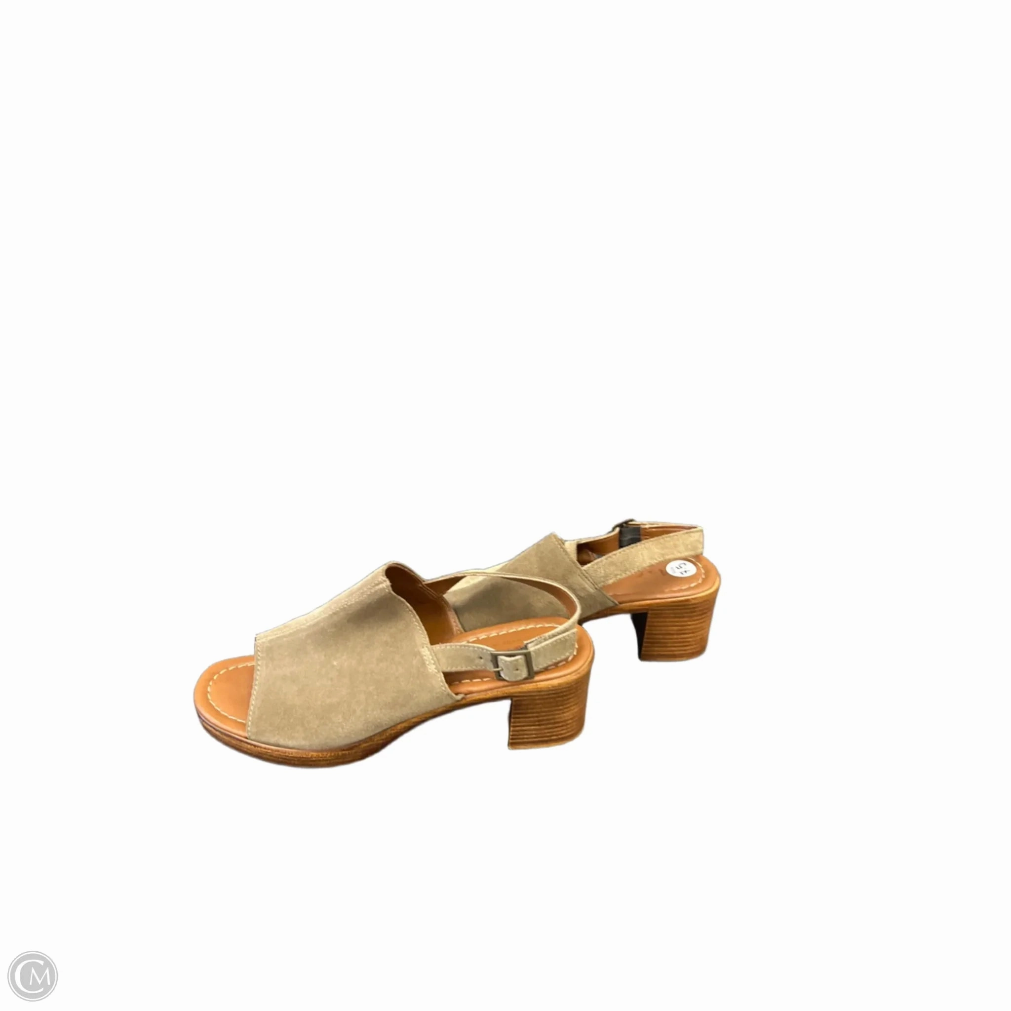 Sandals Heels Block By Clothes Mentor In Beige, Size: 7.5