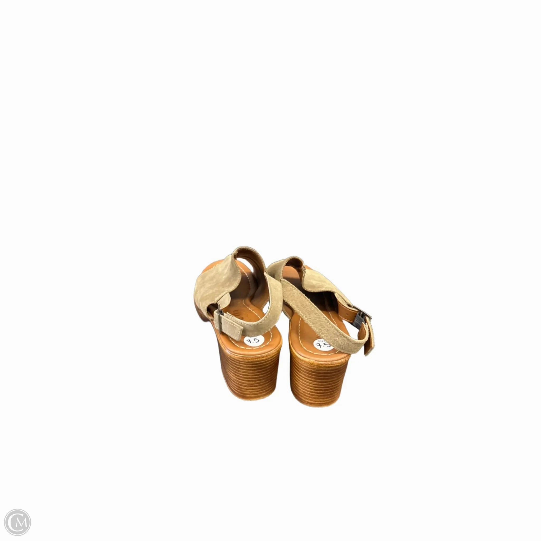 Sandals Heels Block By Clothes Mentor In Beige, Size: 7.5