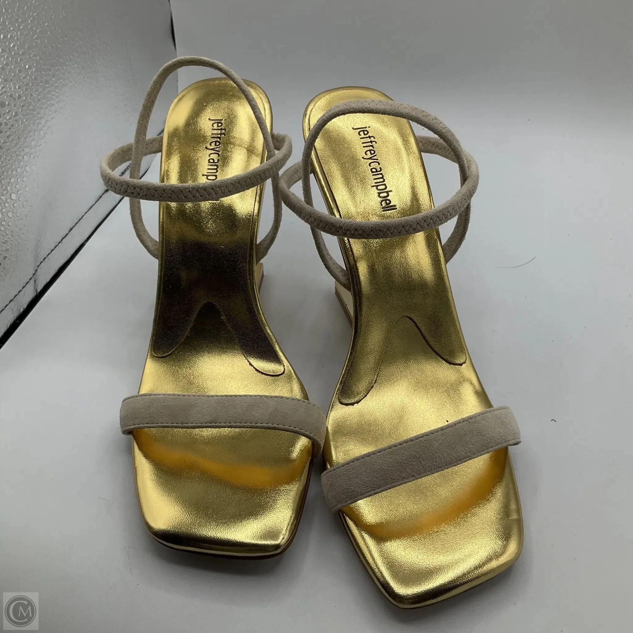 Sandals Heels Block By Jeffery Campbell In Gold, Size: 10