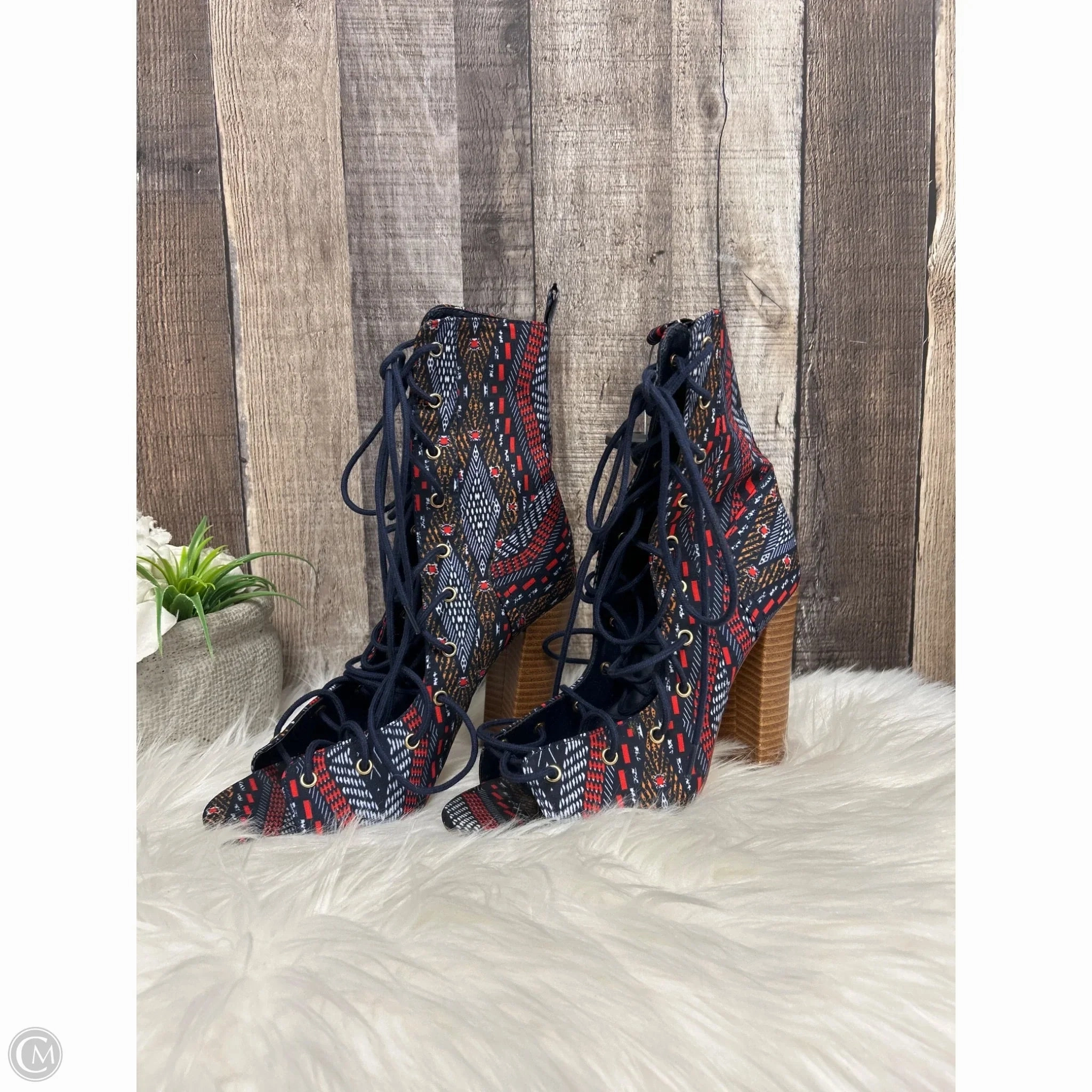 Sandals Heels Block By Liliana In Multi-colored, Size: 6.5