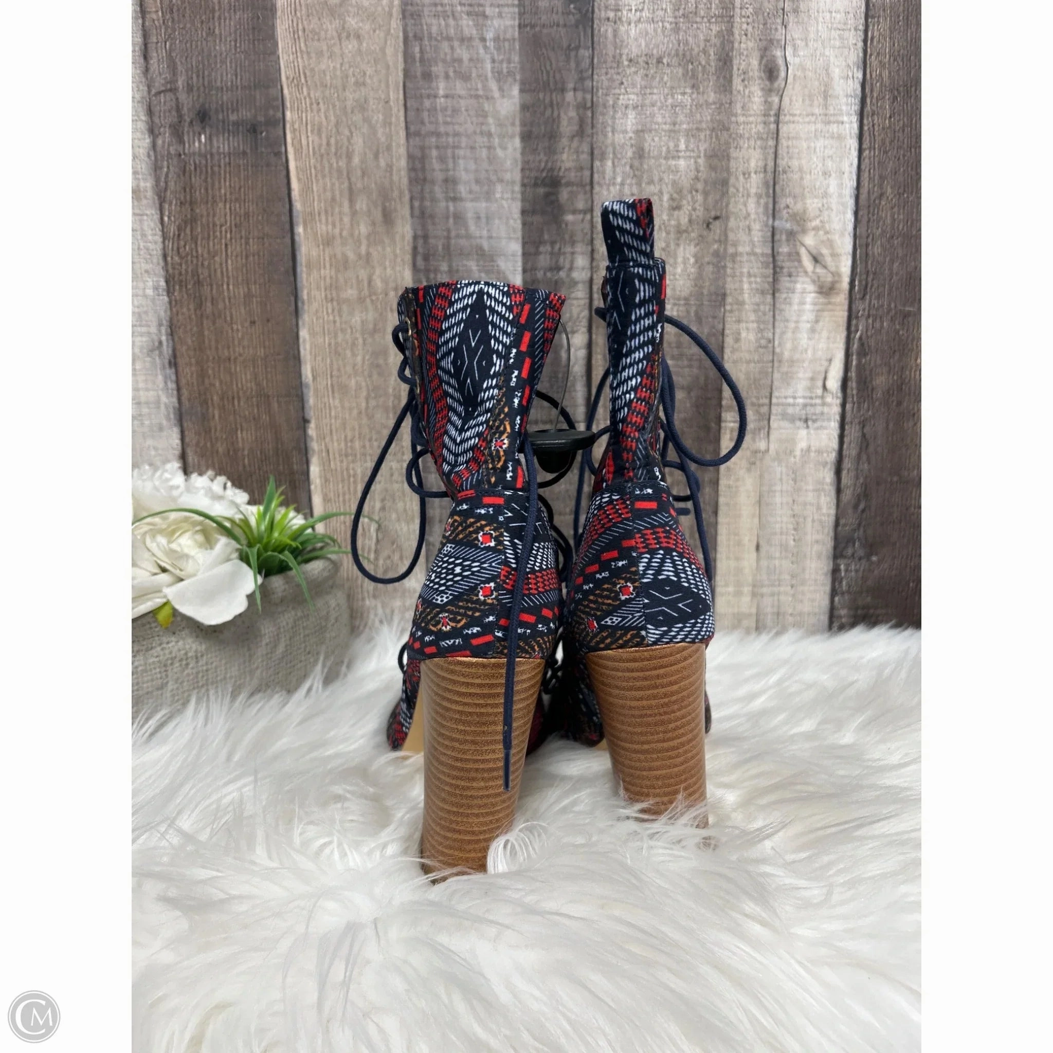 Sandals Heels Block By Liliana In Multi-colored, Size: 6.5
