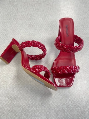 Sandals Heels Block By Soda In Red, Size: 8