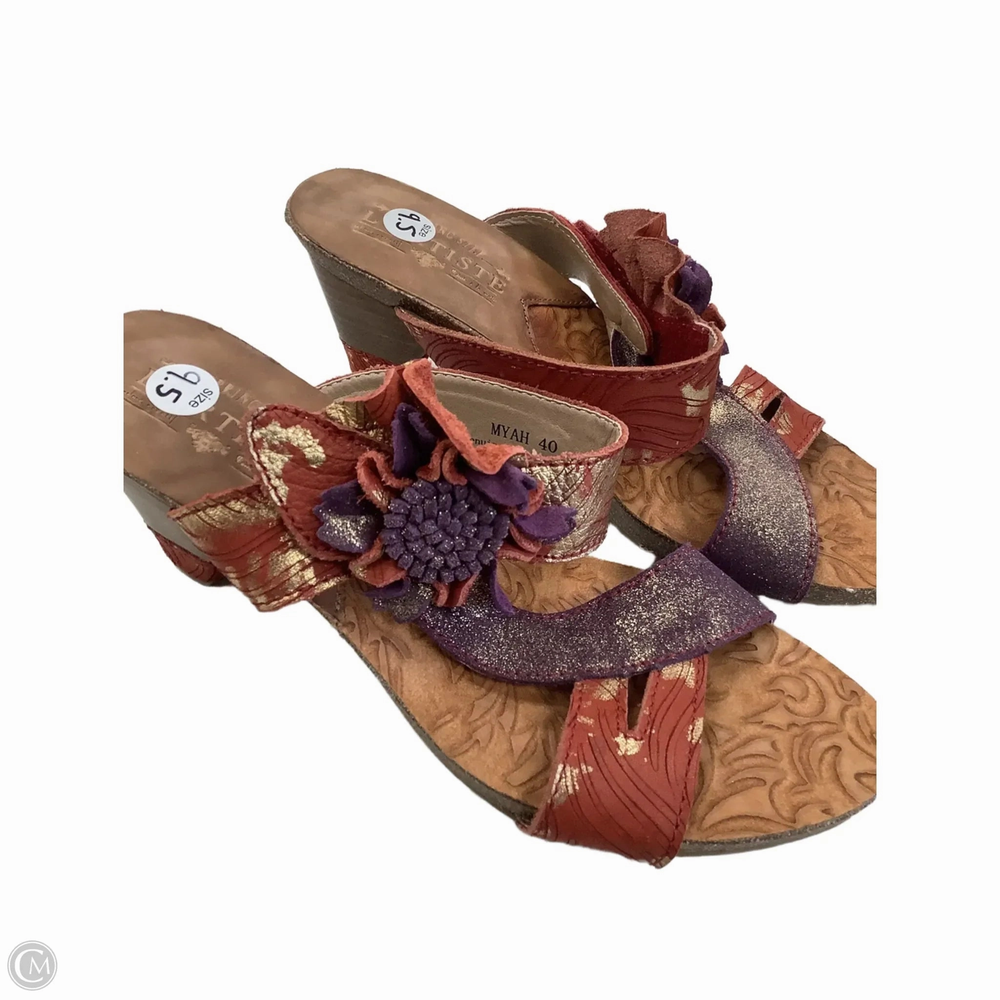 Sandals Heels Block By Spring Step In Multi-colored, Size: 9.5