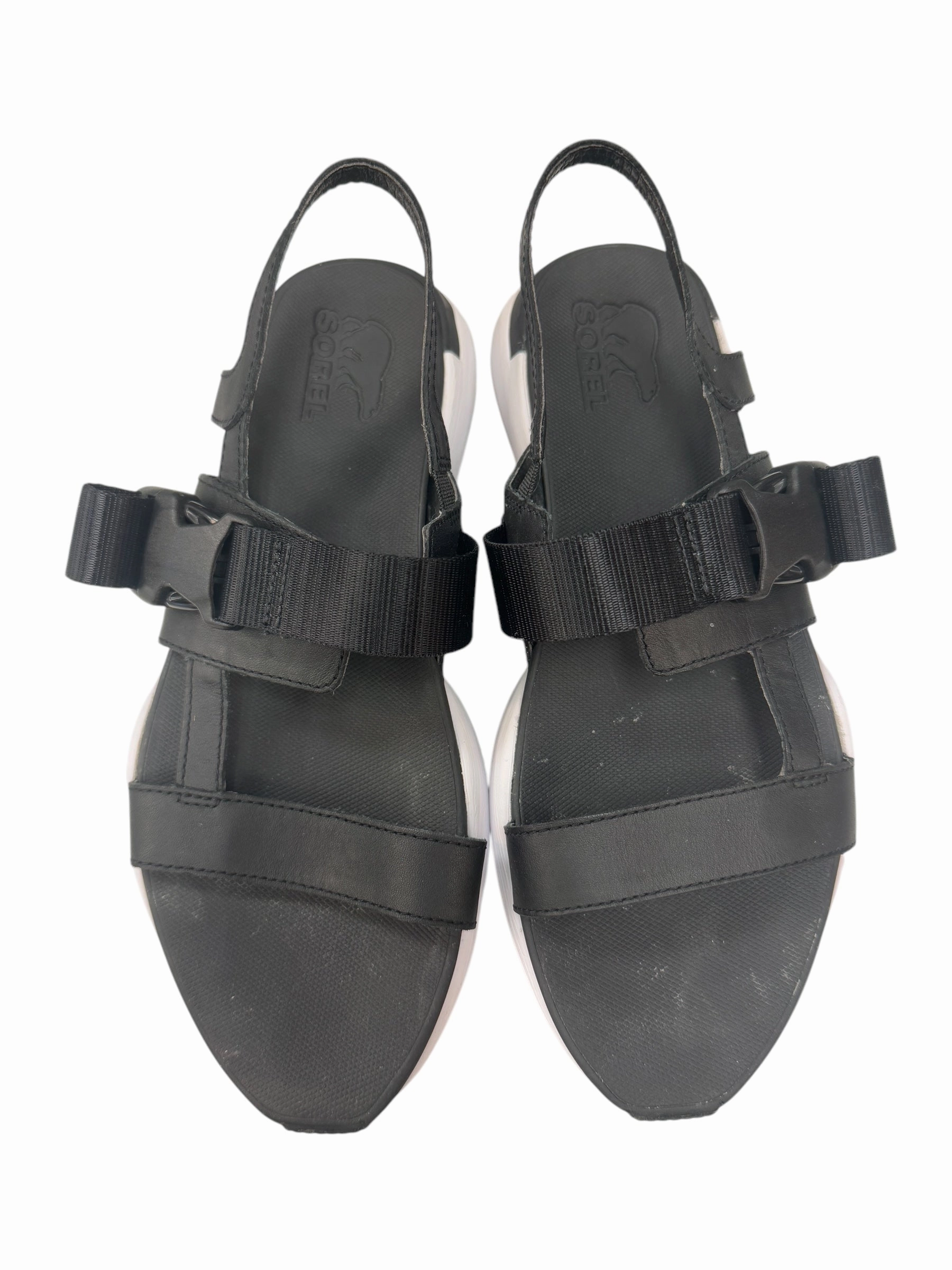 Sandals Heels Platform By Sorel In Black & White, Size: 7.5