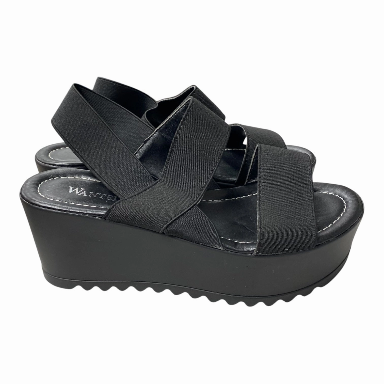 Sandals Heels Platform By Wanted In Black, Size:5.5