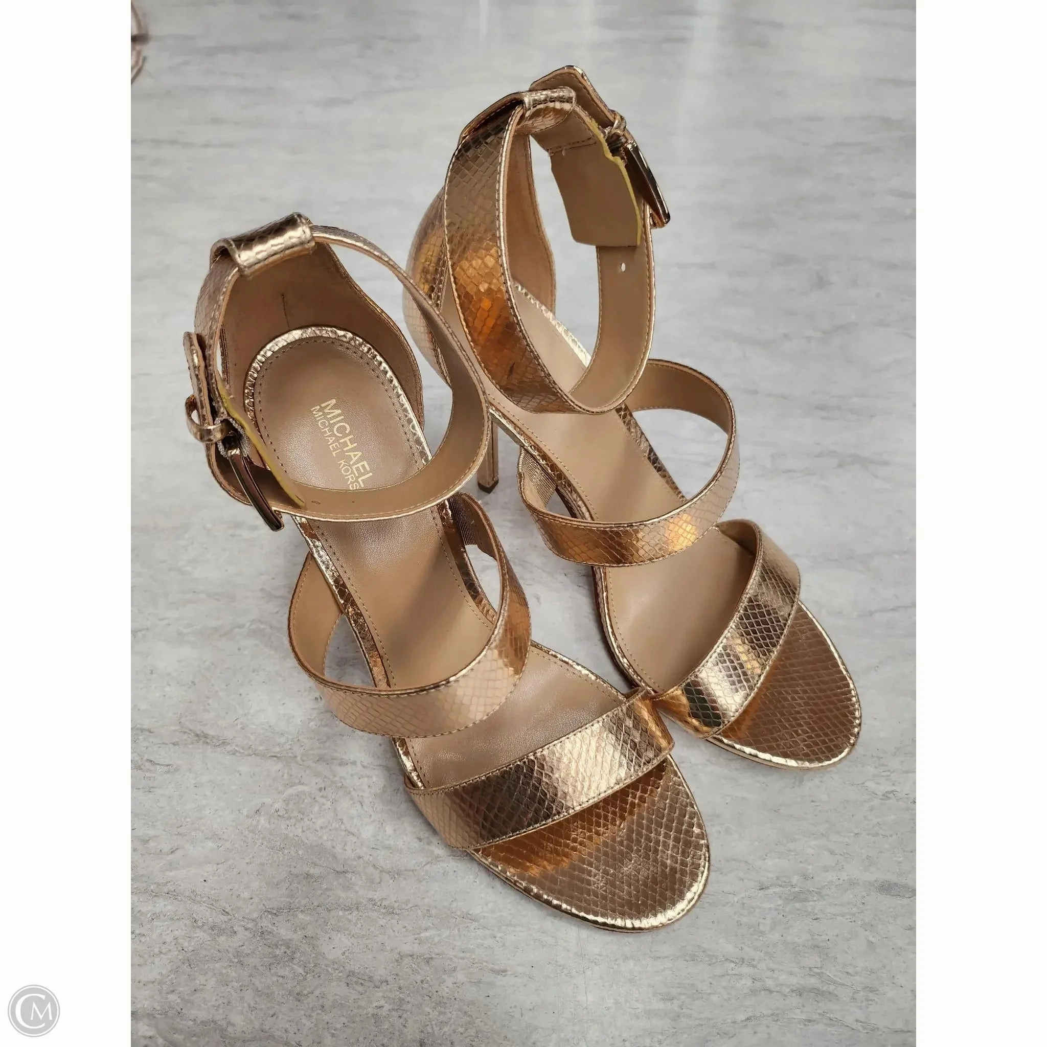 Sandals Heels Stiletto By Michael By Michael Kors In Gold, Size: 10