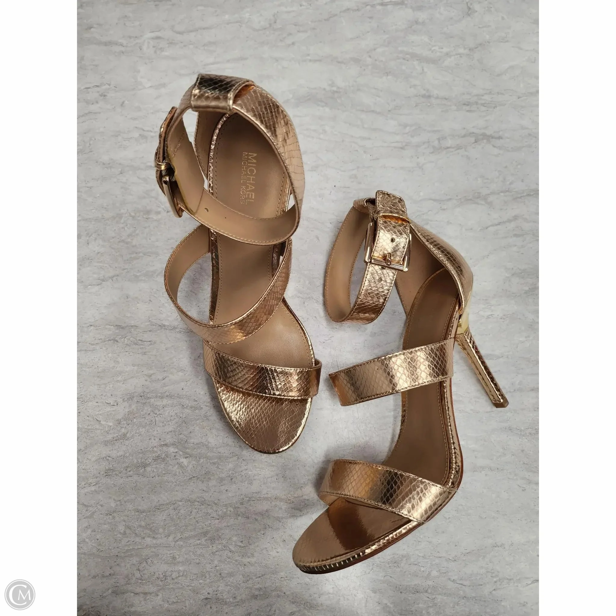 Sandals Heels Stiletto By Michael By Michael Kors In Gold, Size: 10