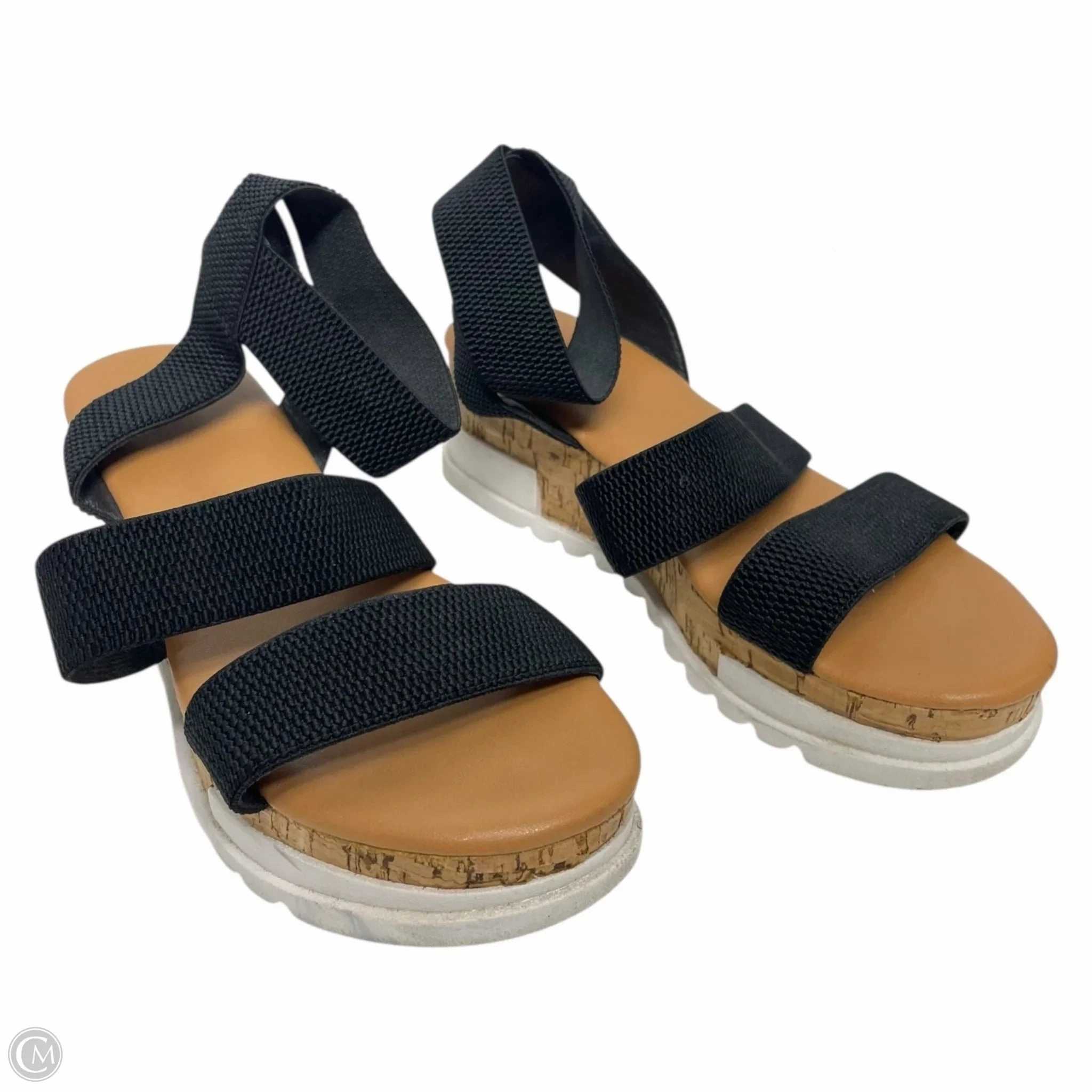 Sandals Heels Wedge By Clothes Mentor In Black, Size: 6.5