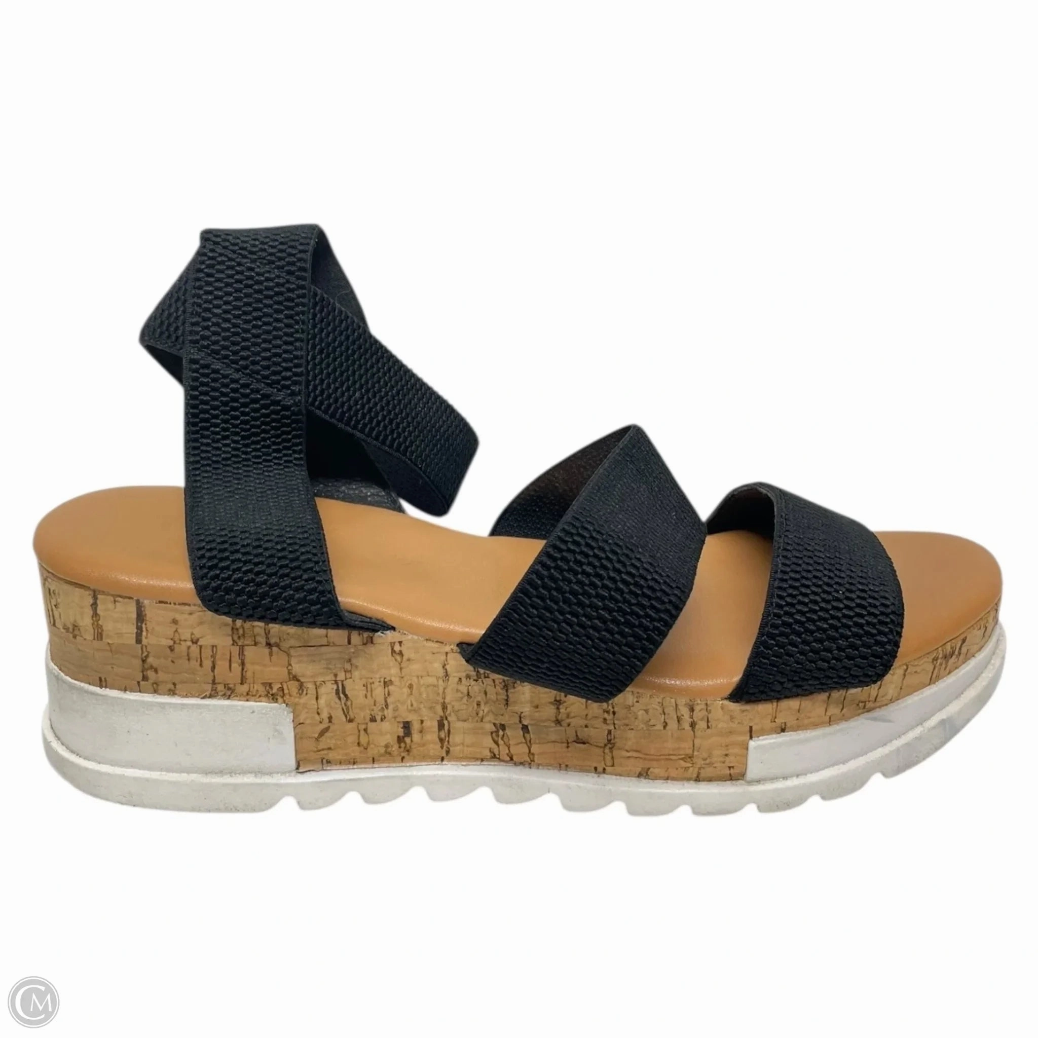 Sandals Heels Wedge By Clothes Mentor In Black, Size: 6.5