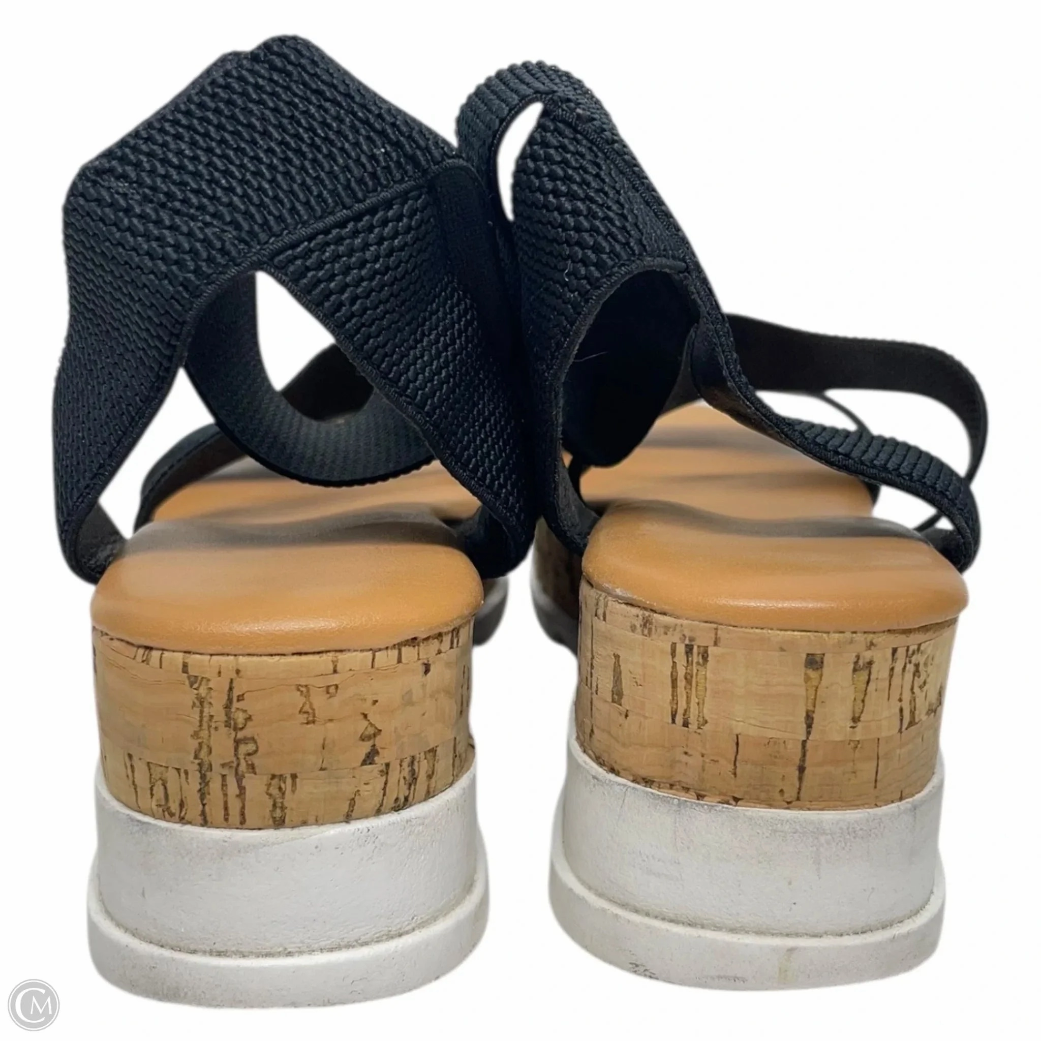Sandals Heels Wedge By Clothes Mentor In Black, Size: 6.5