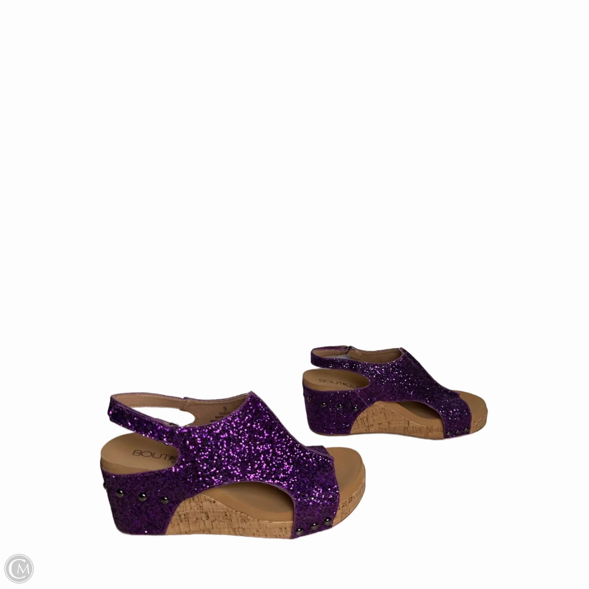 Sandals Heels Wedge By Corkys In Purple, Size: 9