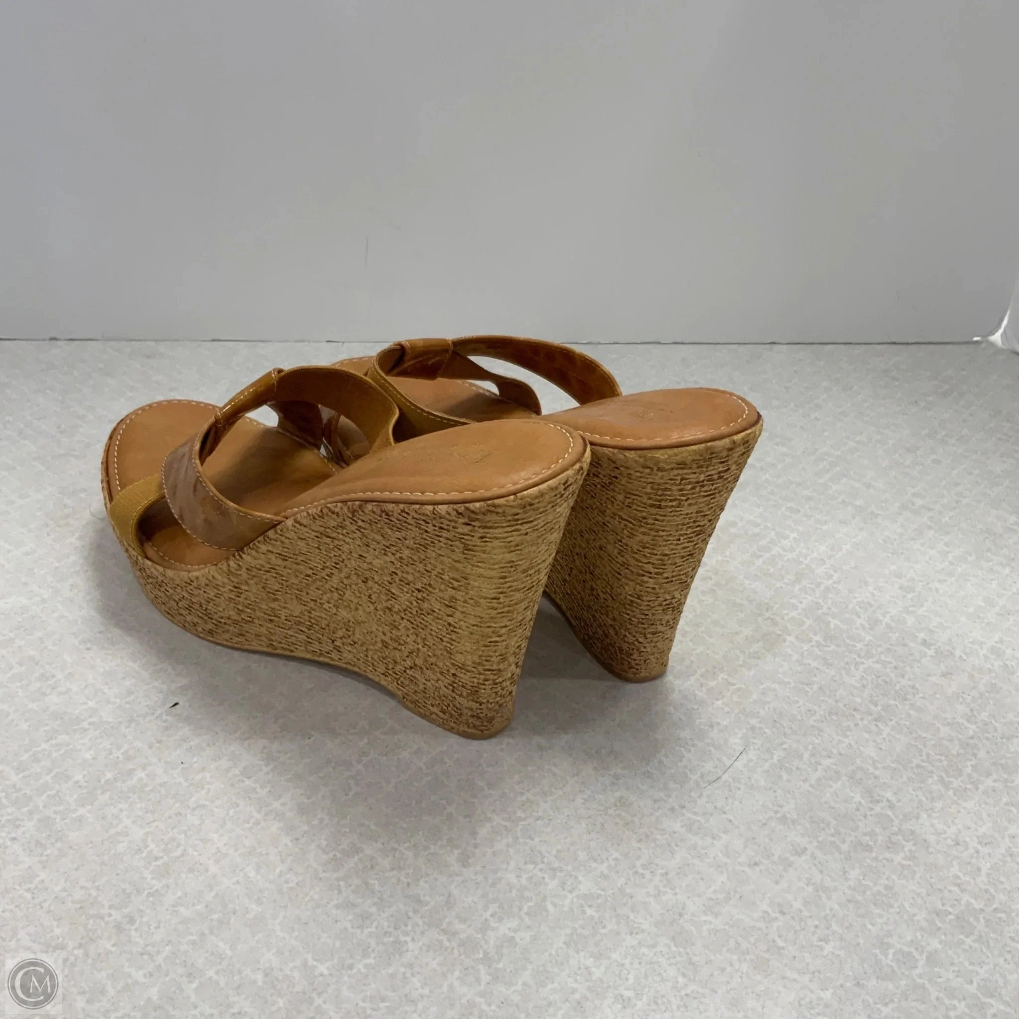 Sandals Heels Wedge By Italian Shoemakers In Brown, Size: 9