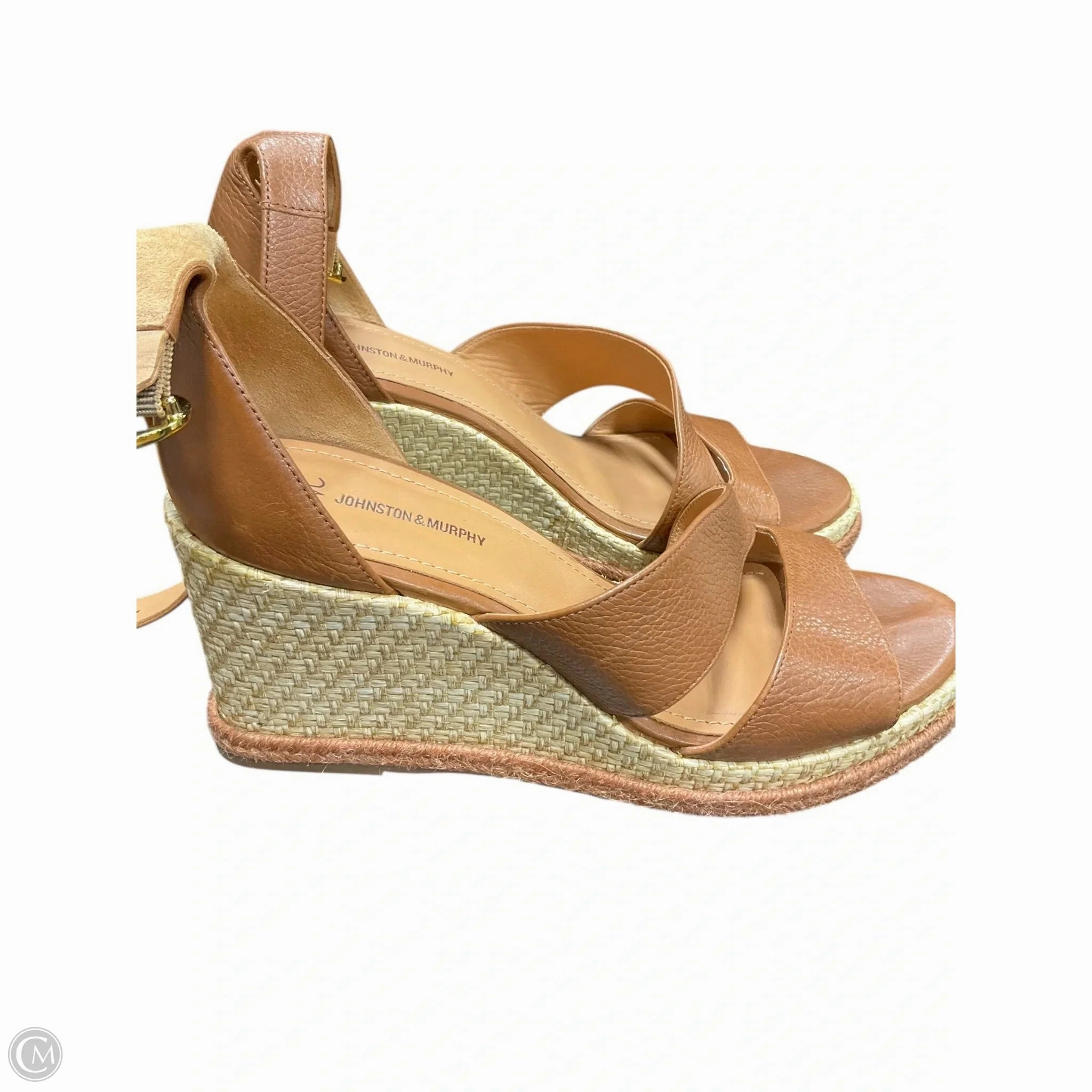 Sandals Heels Wedge By Johnston & Murphy In Brown, Size: 8.5