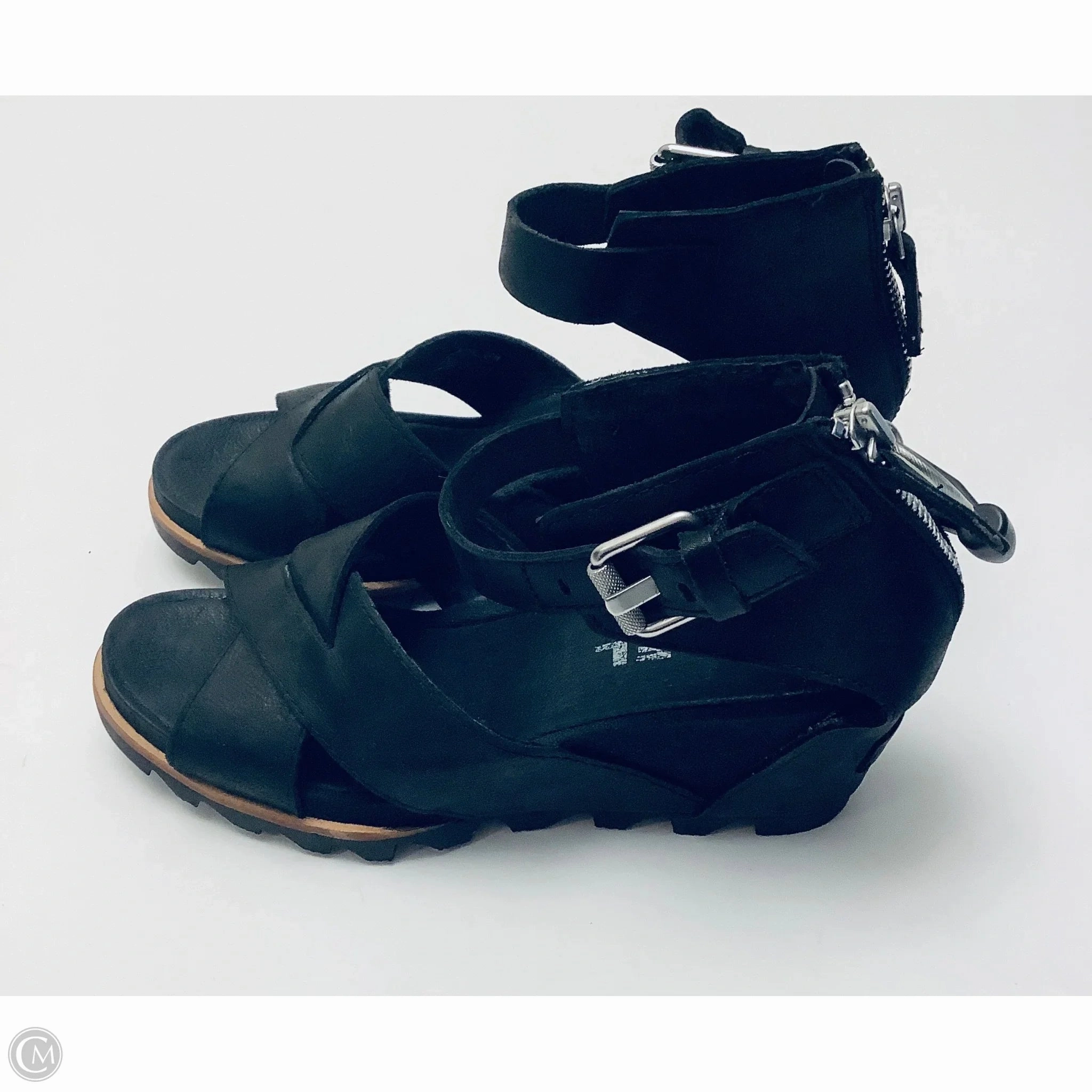 Sandals Heels Wedge By Sorel In Black, Size: 10