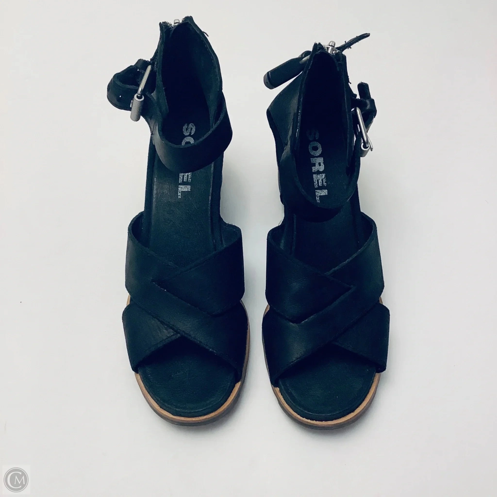 Sandals Heels Wedge By Sorel In Black, Size: 10