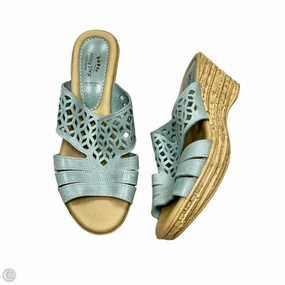 Sandals Heels Wedge By Spring Step In Blue & Tan, Size: 9.5