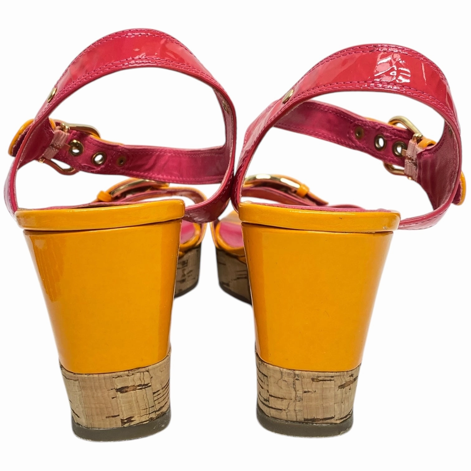 Sandals Heels Wedge By Vaneli In Orange & Pink, Size: 9