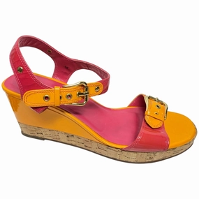 Sandals Heels Wedge By Vaneli In Orange & Pink, Size: 9