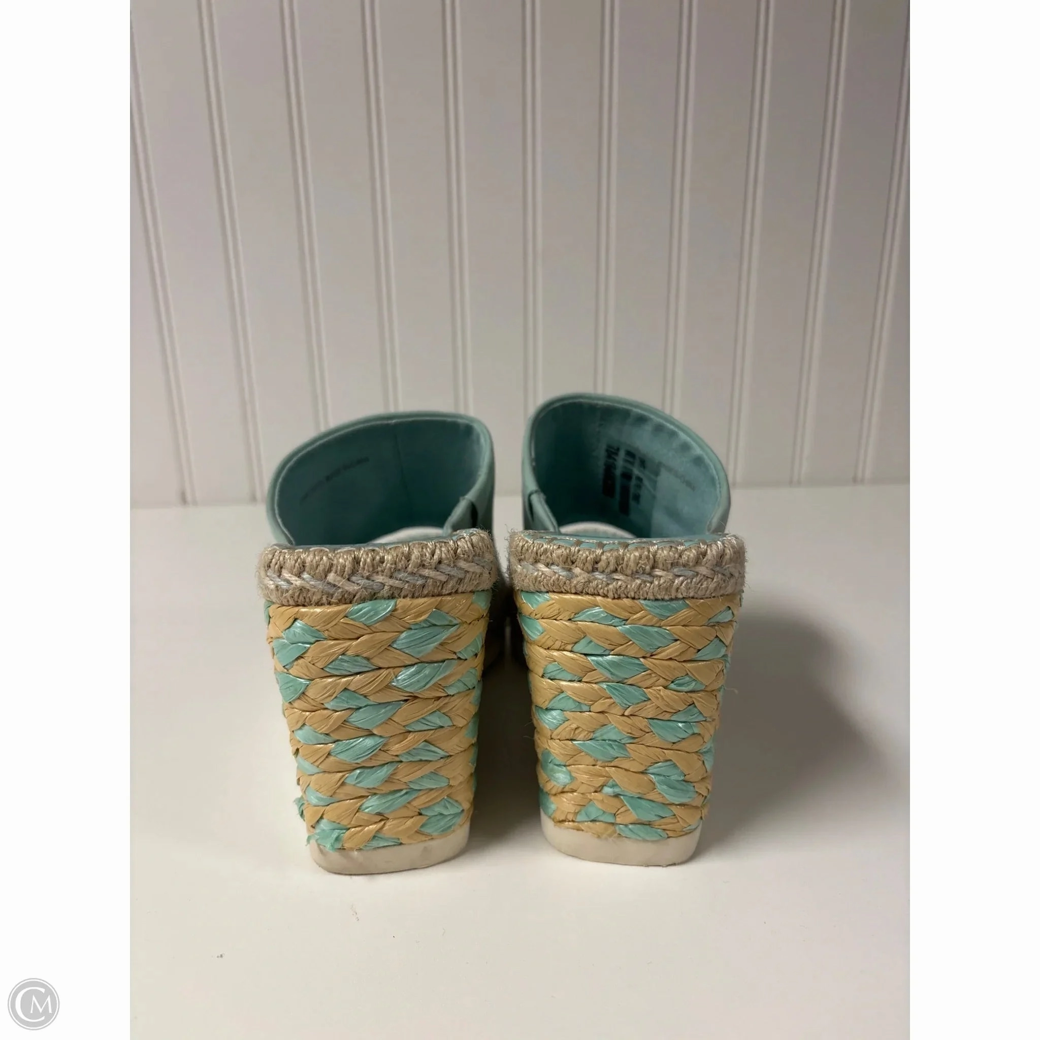 Sandals Heels Wedge By Vince Camuto In Aqua, Size: 6