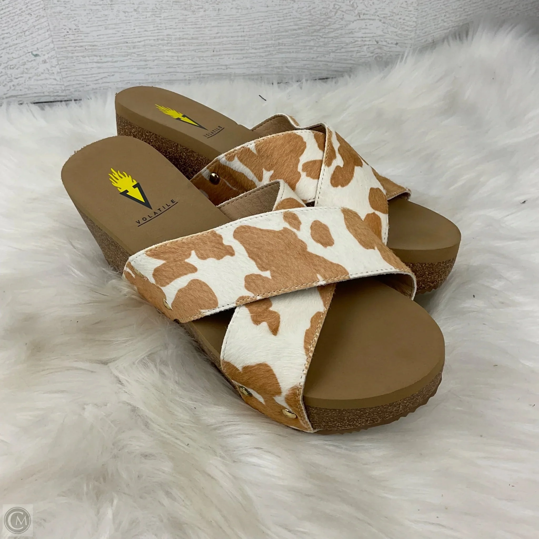 Sandals Heels Wedge By Volatile In Animal Print, Size: 6