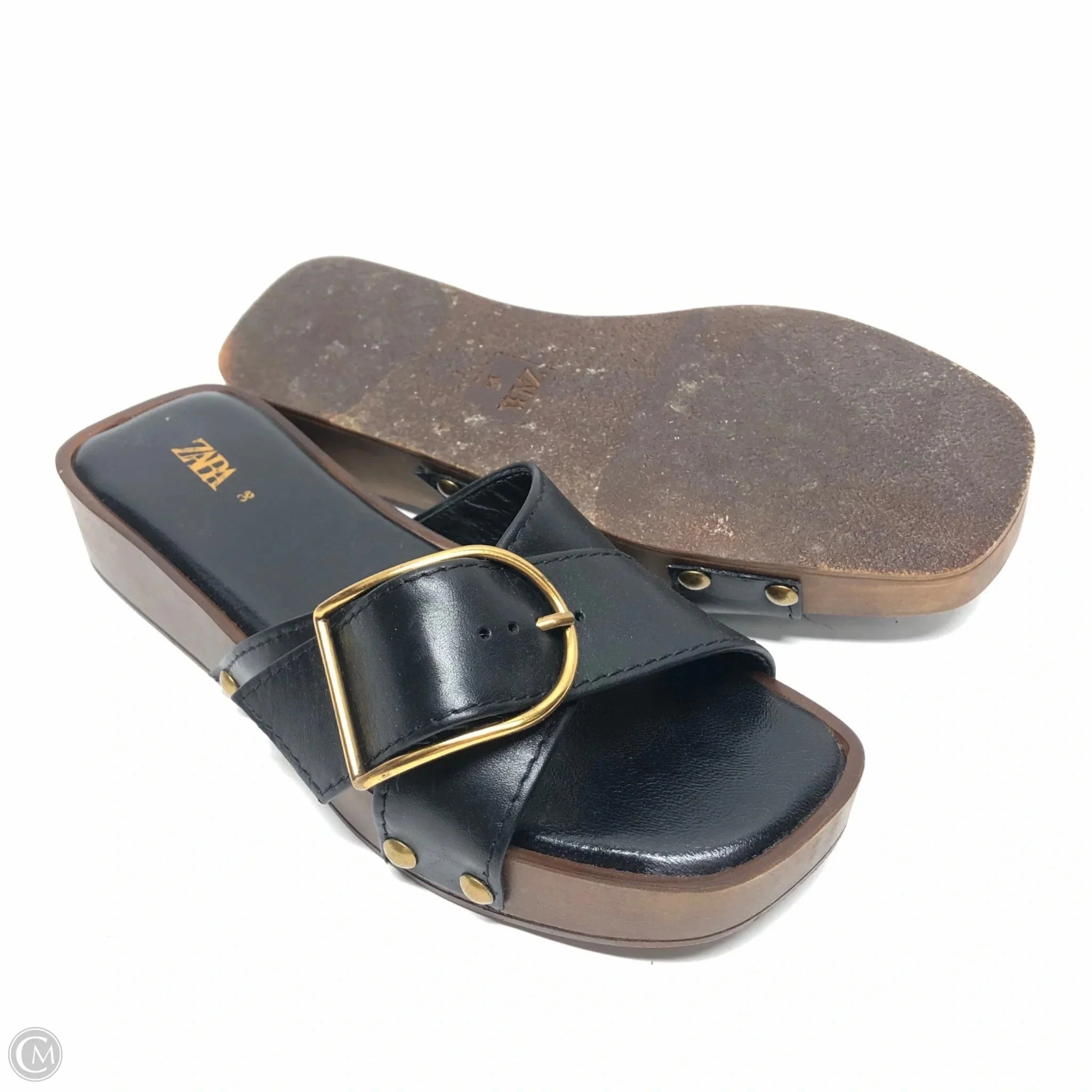 Sandals Heels Wedge By Zara In Black, Size: 8.5
