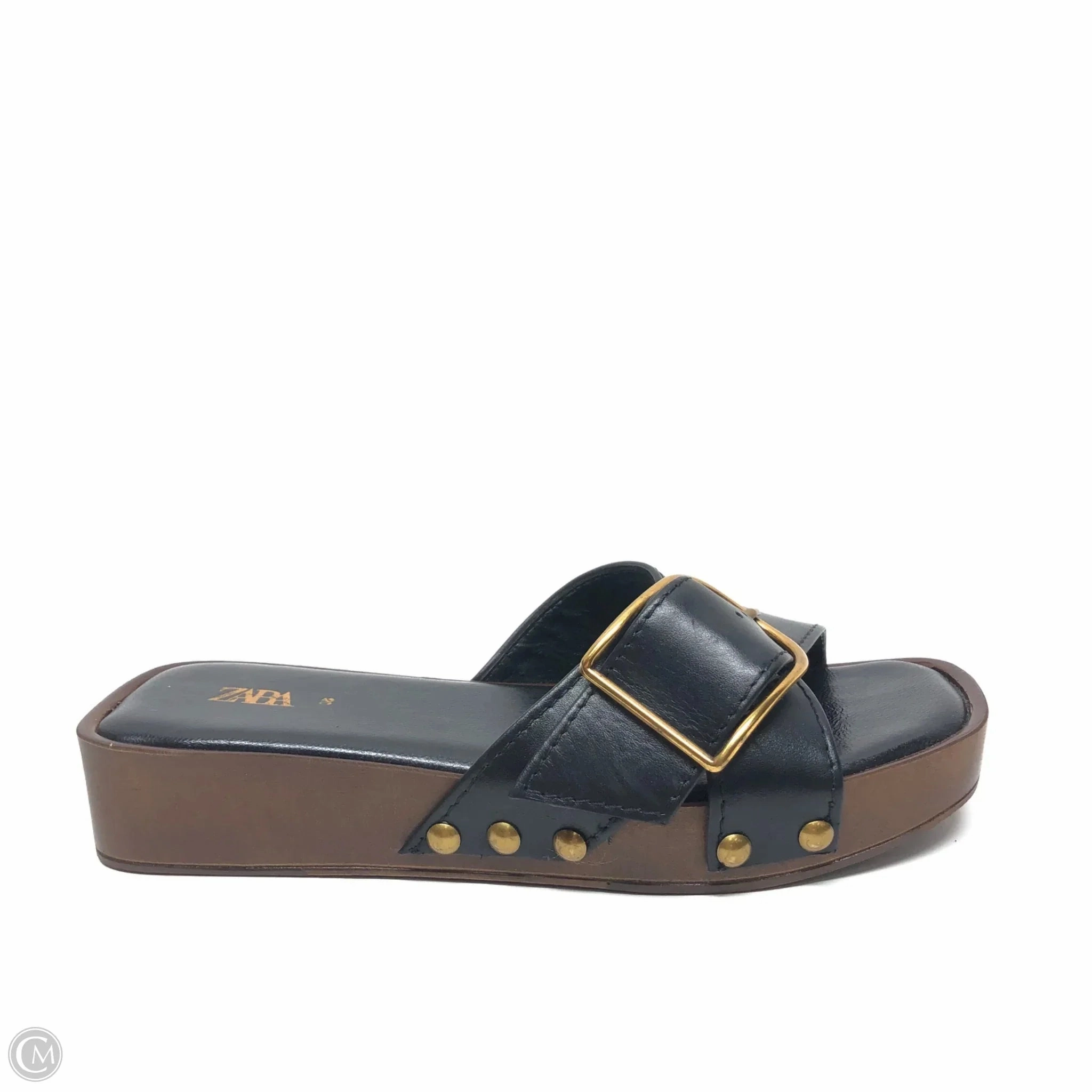 Sandals Heels Wedge By Zara In Black, Size: 8.5