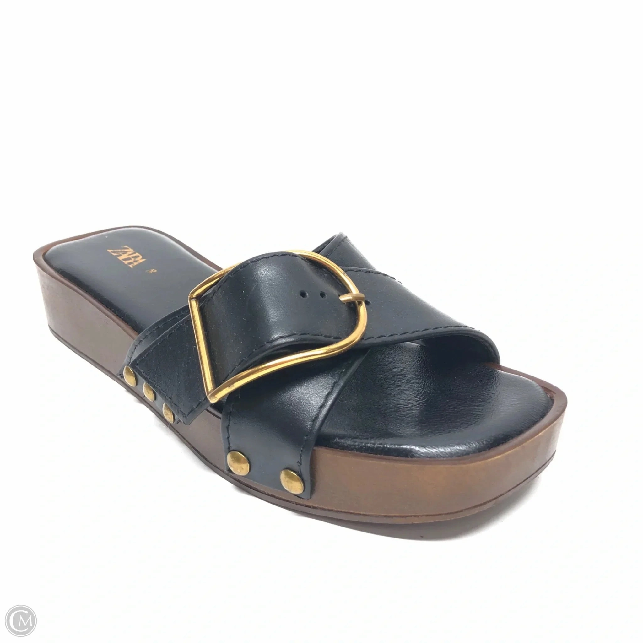 Sandals Heels Wedge By Zara In Black, Size: 8.5