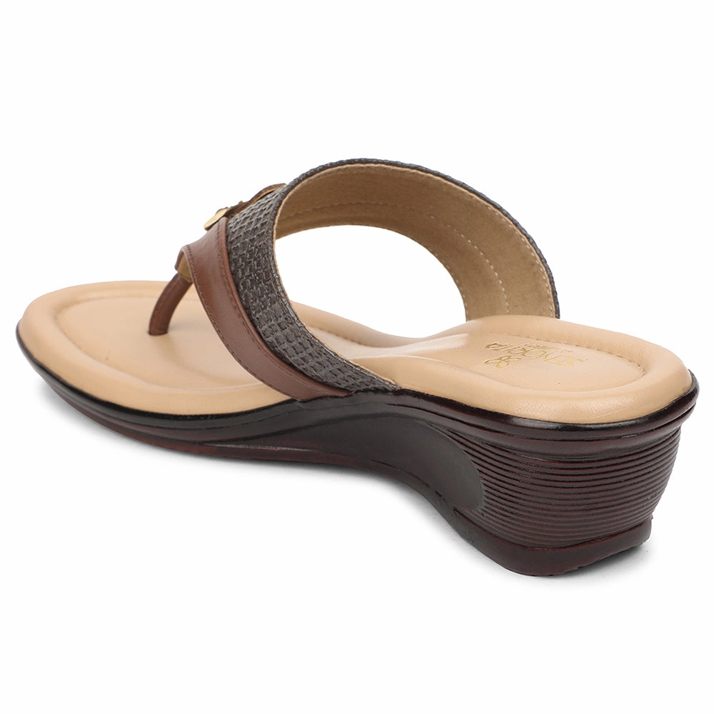 Senorita Brown Casual Wedge Heel Sandal For Women LNF-4 By Liberty