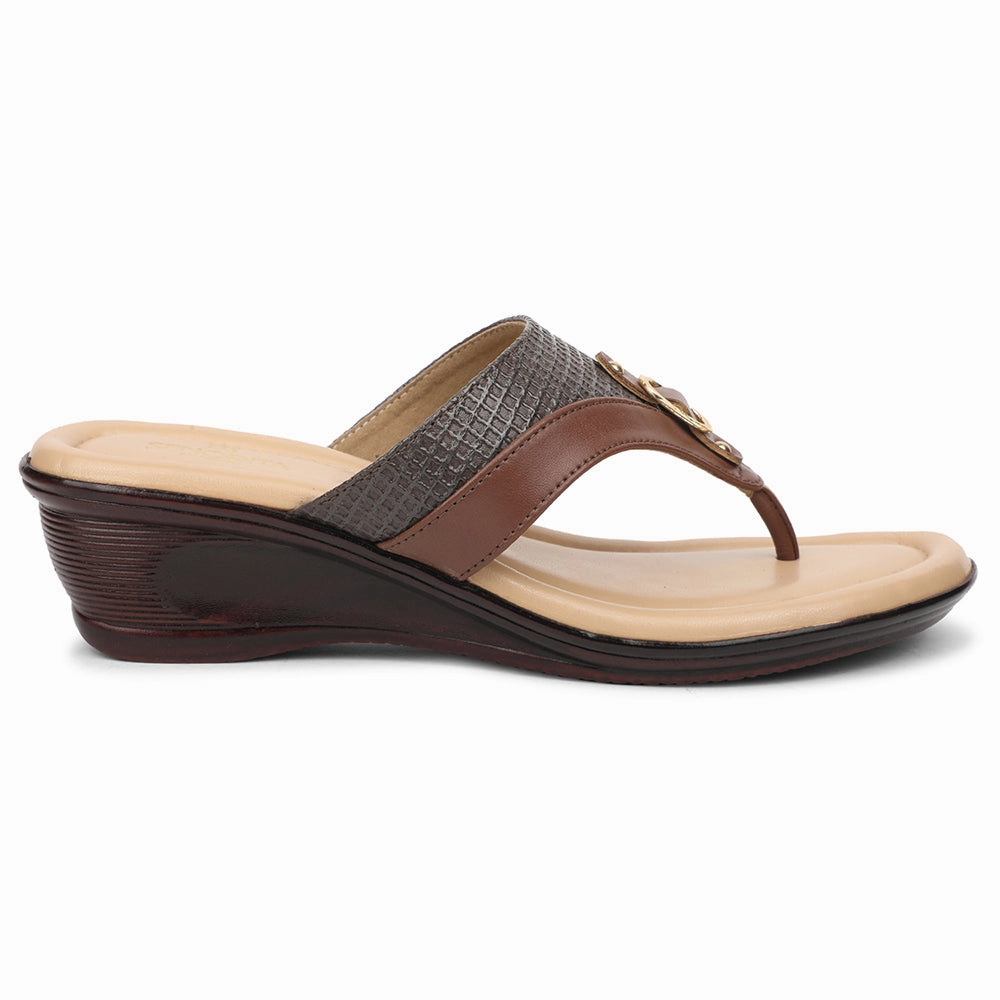 Senorita Brown Casual Wedge Heel Sandal For Women LNF-4 By Liberty
