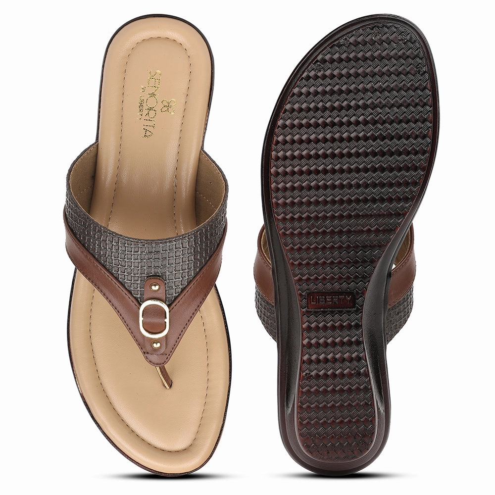 Senorita Brown Casual Wedge Heel Sandal For Women LNF-4 By Liberty