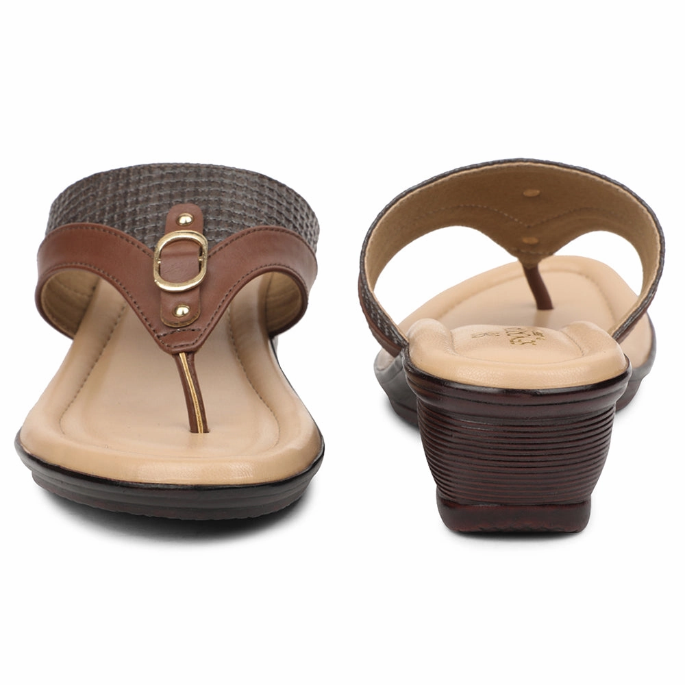 Senorita Brown Casual Wedge Heel Sandal For Women LNF-4 By Liberty
