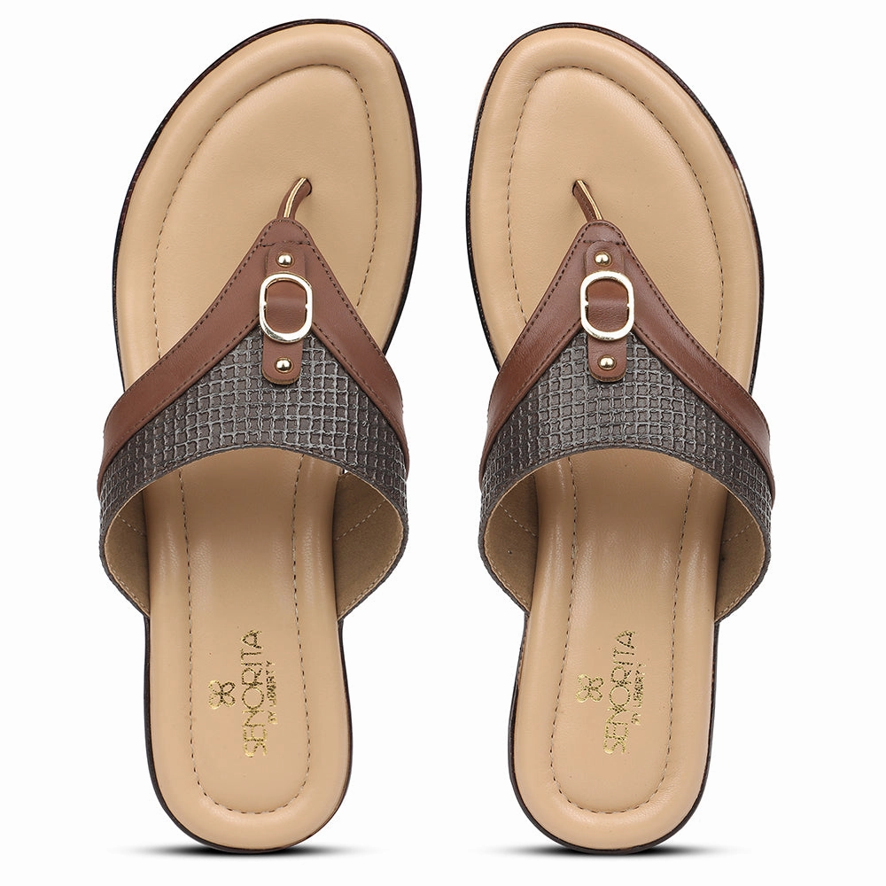 Senorita Brown Casual Wedge Heel Sandal For Women LNF-4 By Liberty