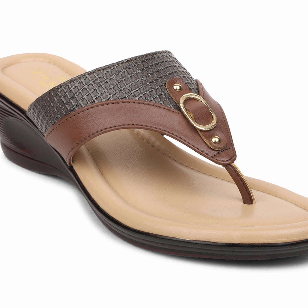 Senorita Brown Casual Wedge Heel Sandal For Women LNF-4 By Liberty