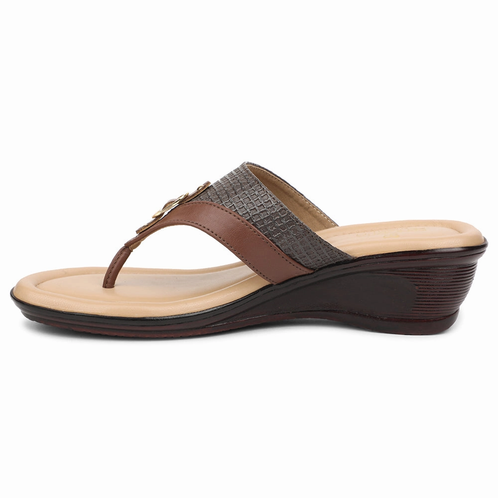 Senorita Brown Casual Wedge Heel Sandal For Women LNF-4 By Liberty