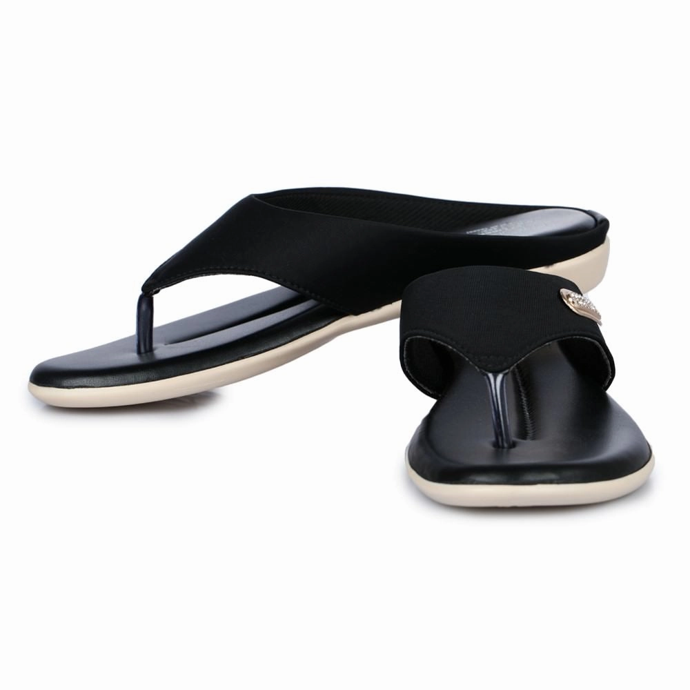 Senorita Casual (Black) Slippers For Women MK-09 By Liberty