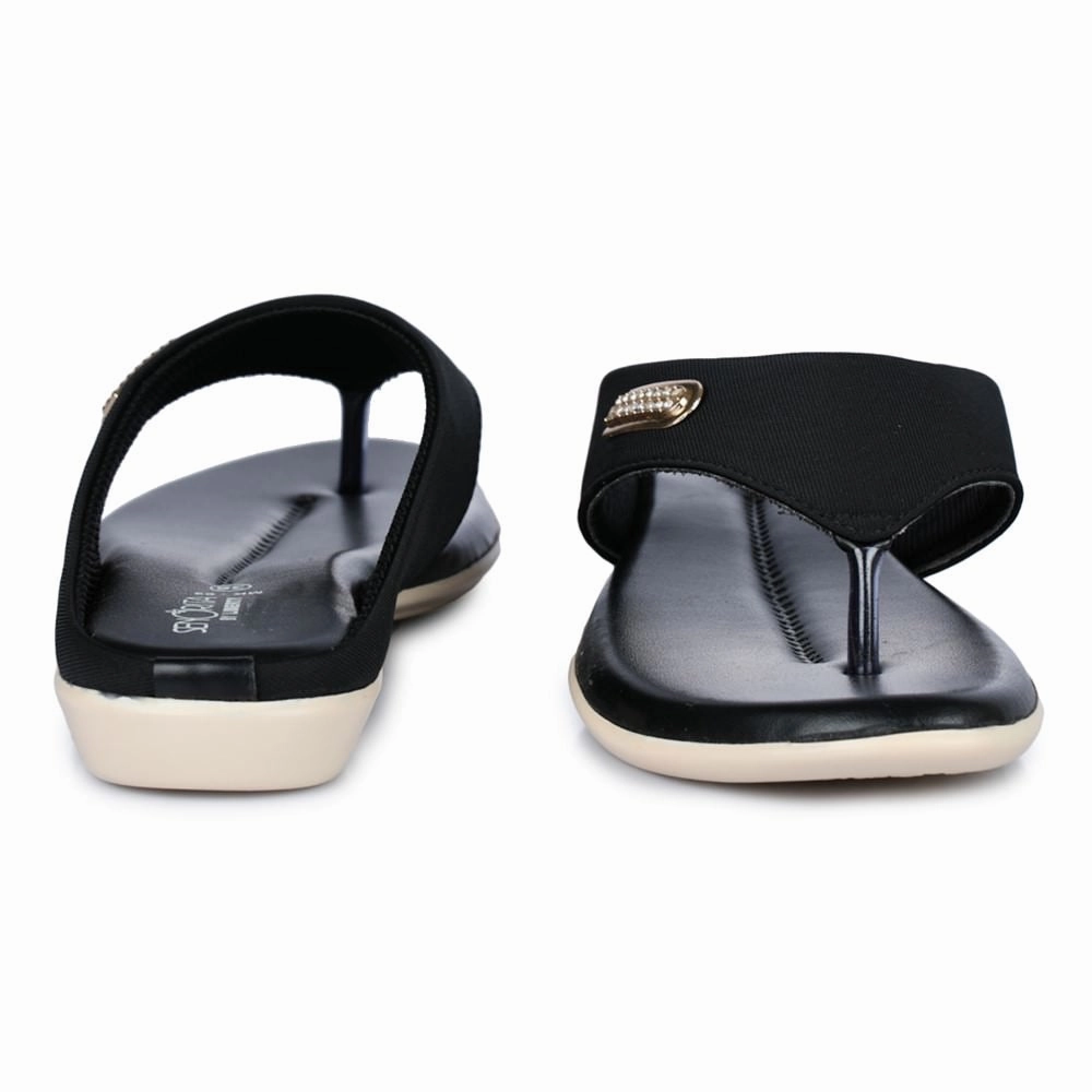 Senorita Casual (Black) Slippers For Women MK-09 By Liberty